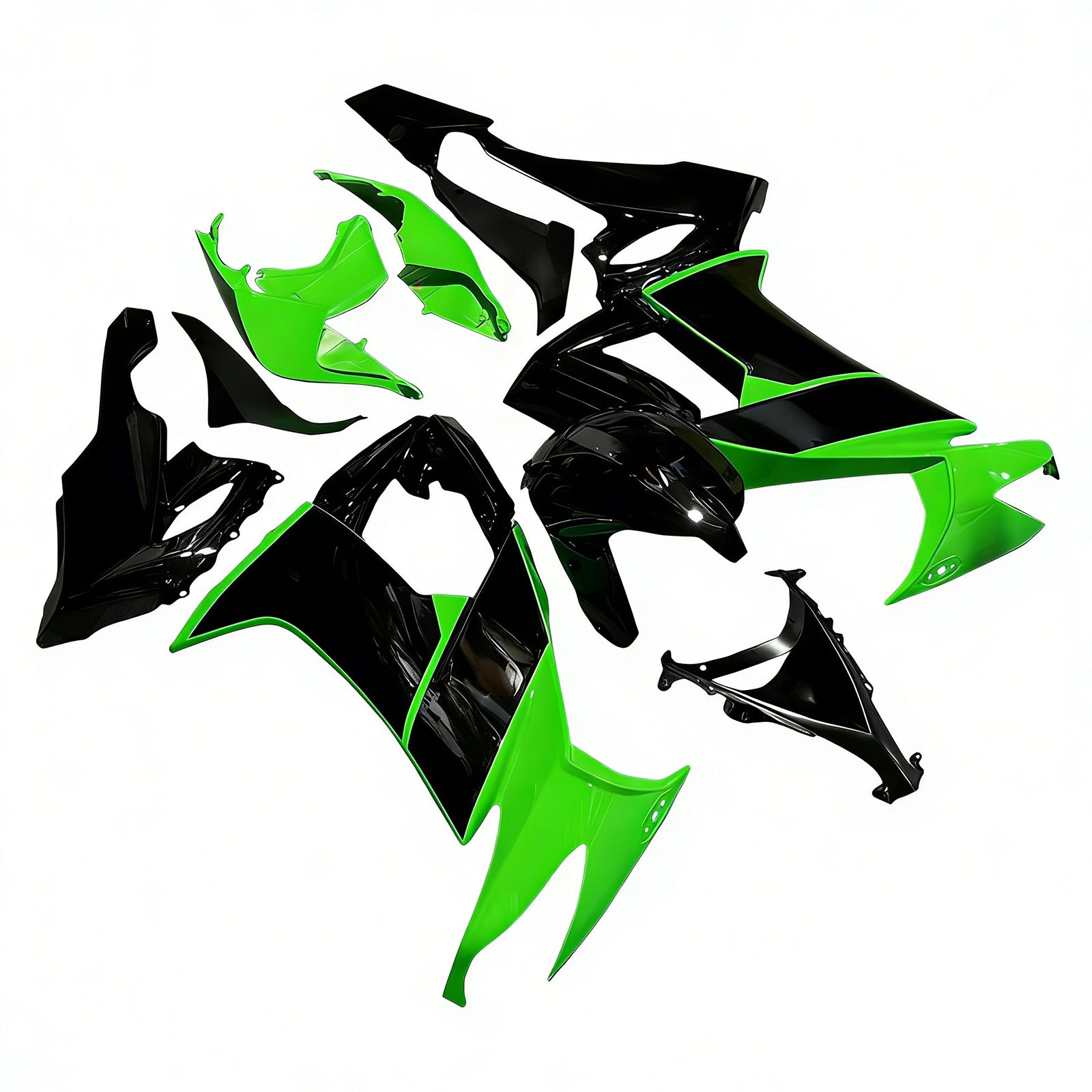 Amotopart 2008-2010 Kawasaki ZX10R Glossy Black Green  Fairing Kit