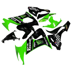 Amotopart 2008-2010 Kawasaki ZX10R Glossy Black Green & White Fairing Kit