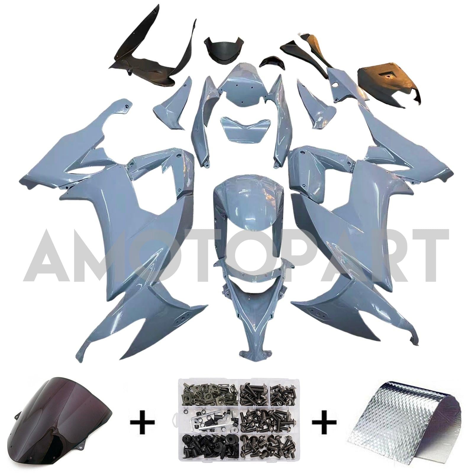 Amotopart 2008-2010 Kawasaki ZX10R Gray Fairing Kit