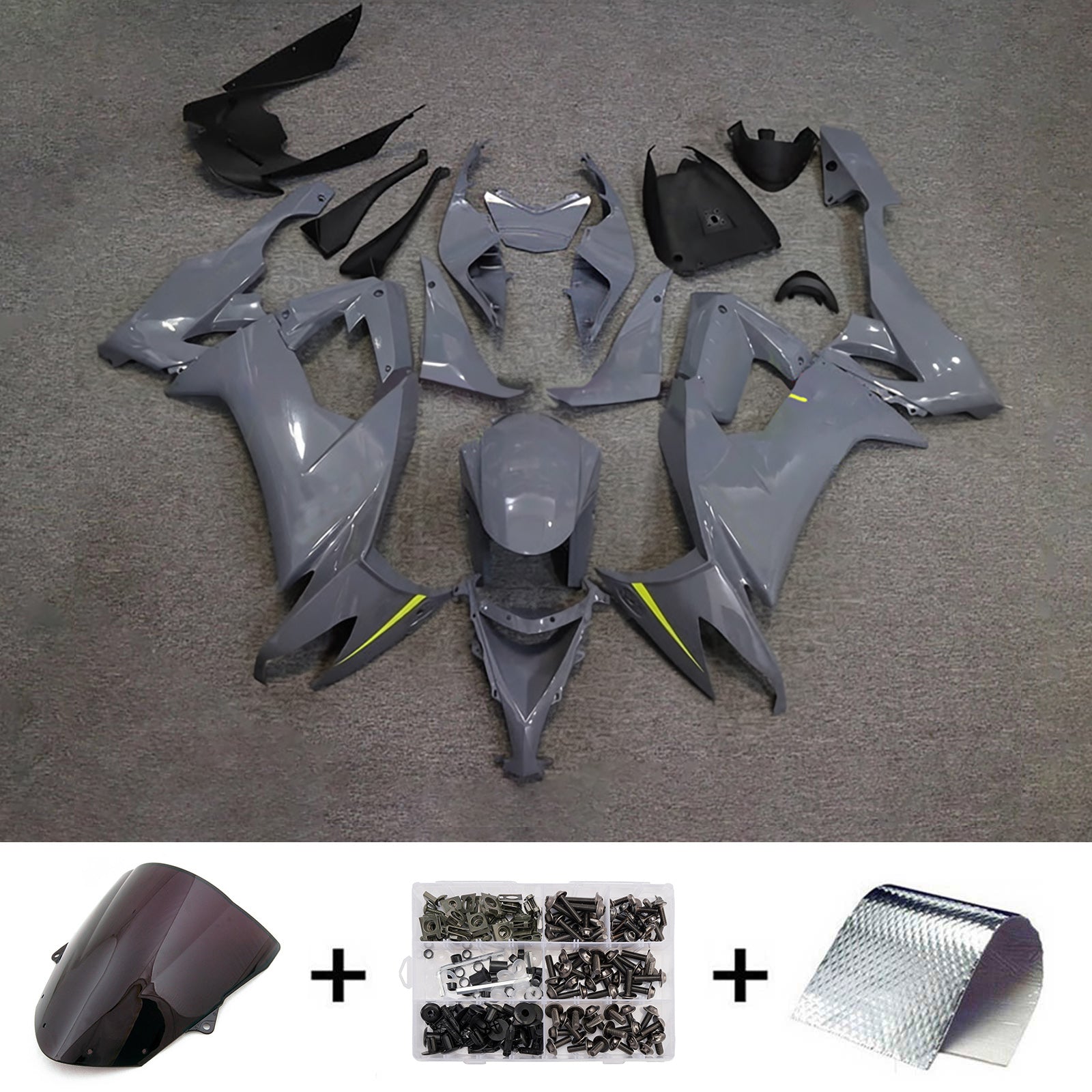 Amotopart 2008-2010 Kawasaki ZX10R Grey Fairing Kit