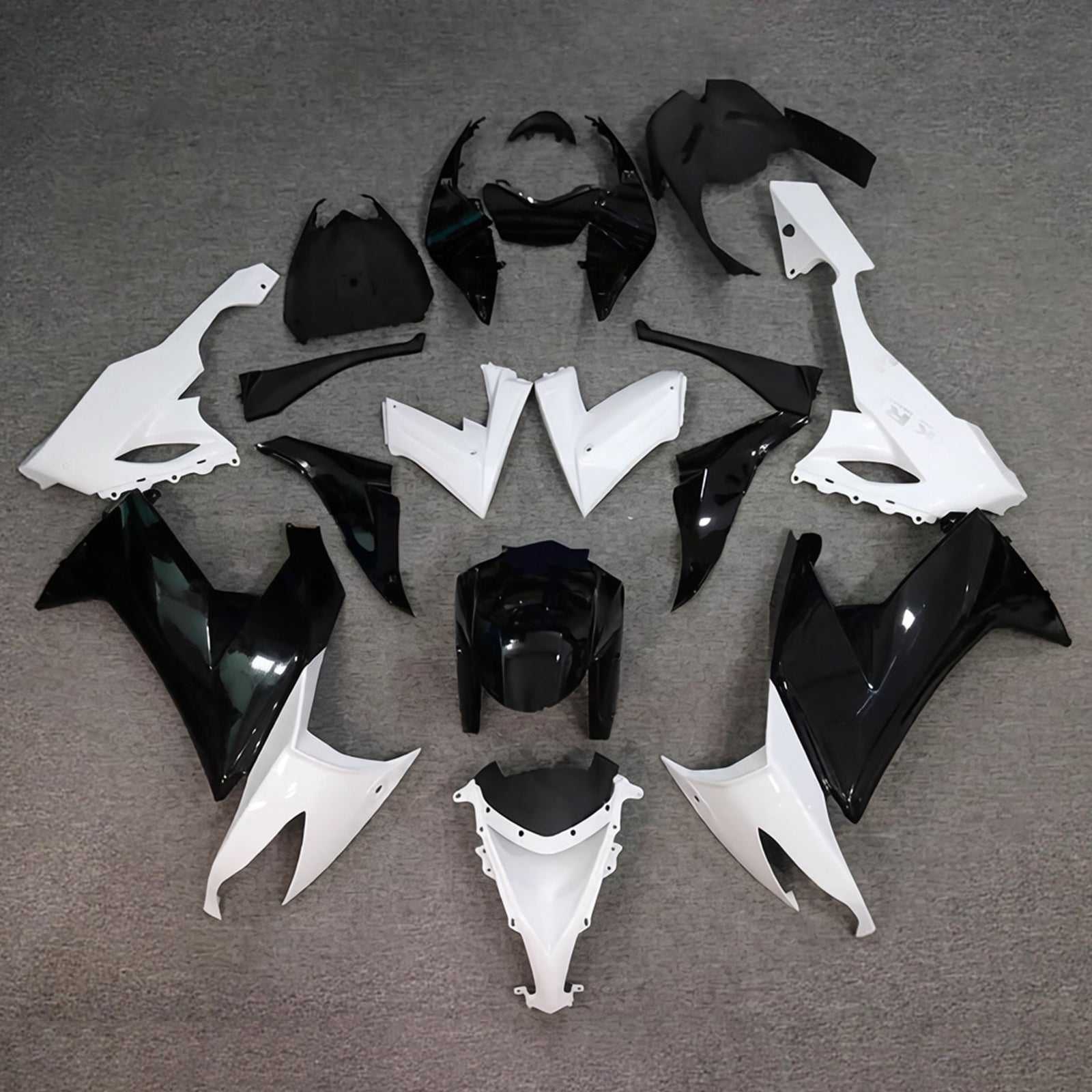 Amotopart 2008-2010 Kawasaki ZX10R Black & White Fairing Kit