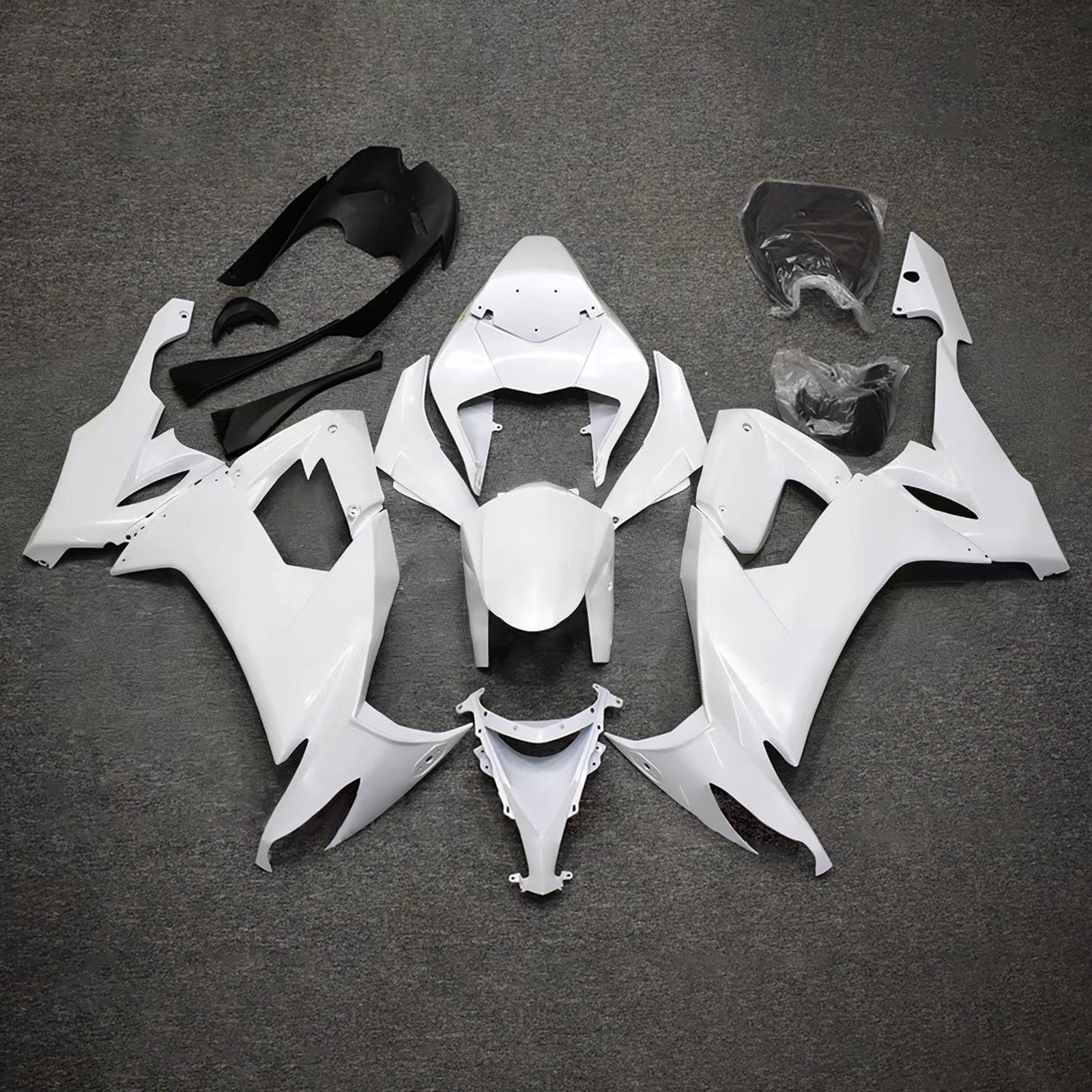 Amotopart 2008-2010 Kawasaki ZX10R White Fairing Kit