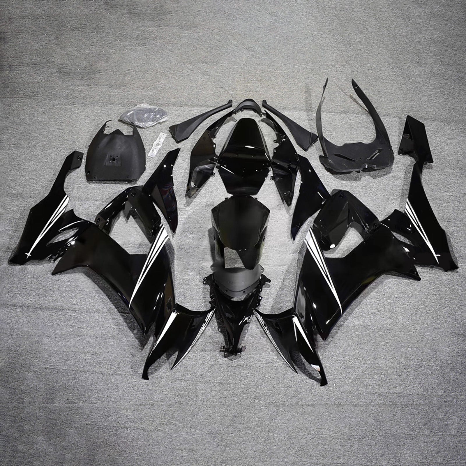 Amotopart 2008-2010 Kawasaki ZX10R Black with White Fairing Kit