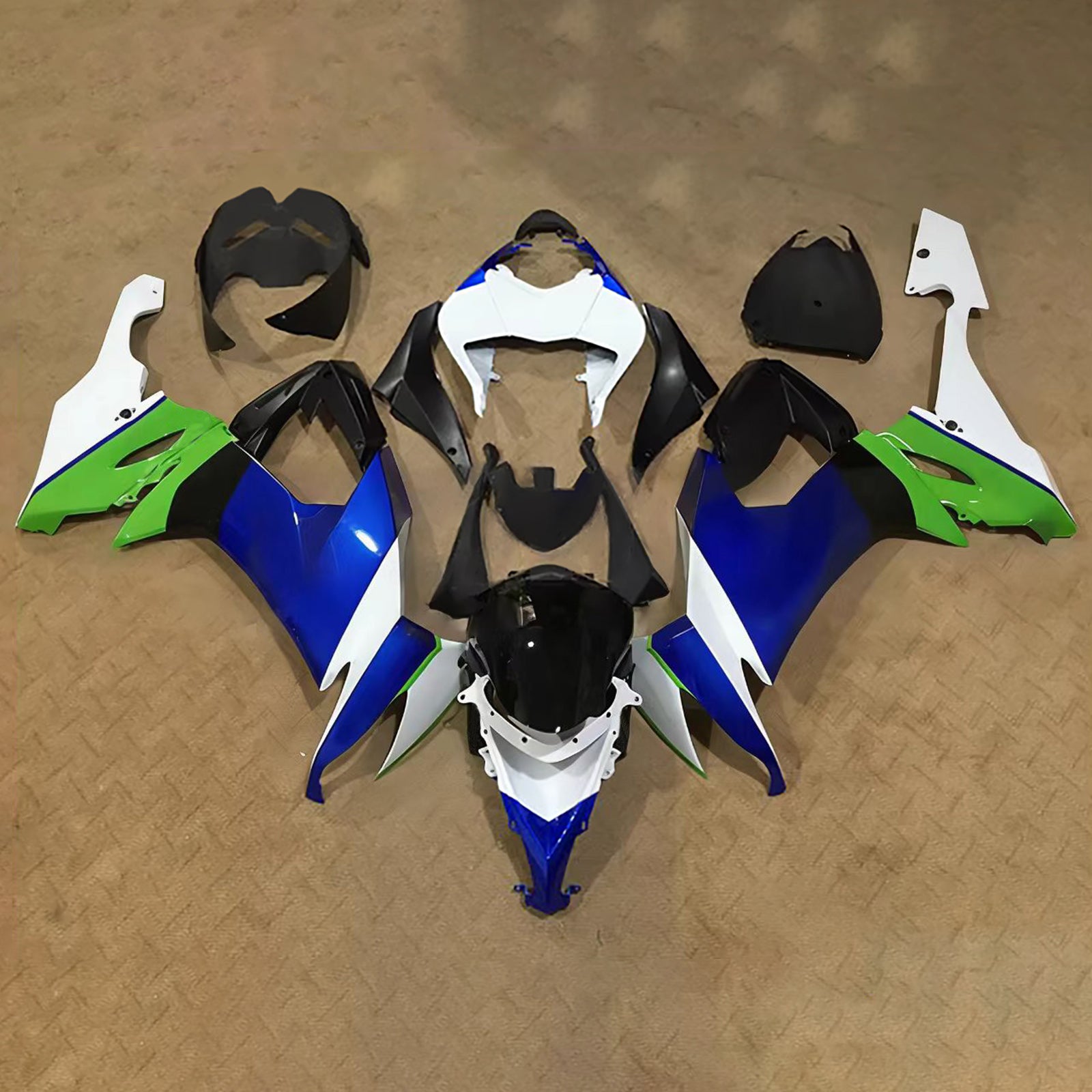 Amotopart 2008-2010 Kawasaki ZX10R Blue Black Green White Fairing Kit