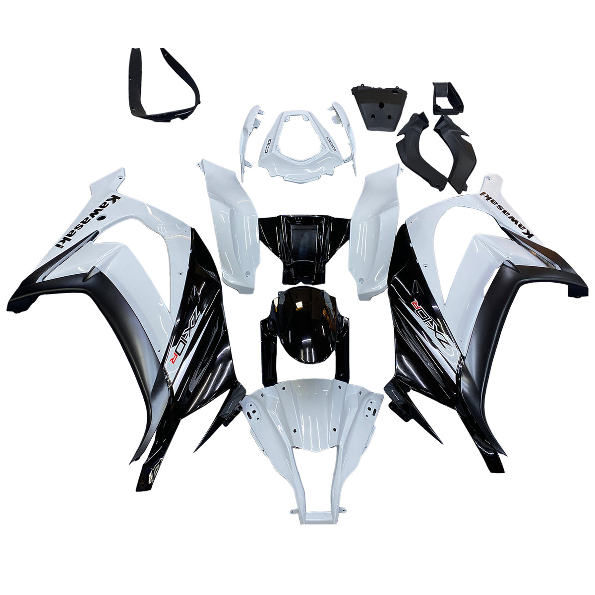 Amotopart 2011-2015 Kawasaki ZX10R Kit de carénage blanc et noir