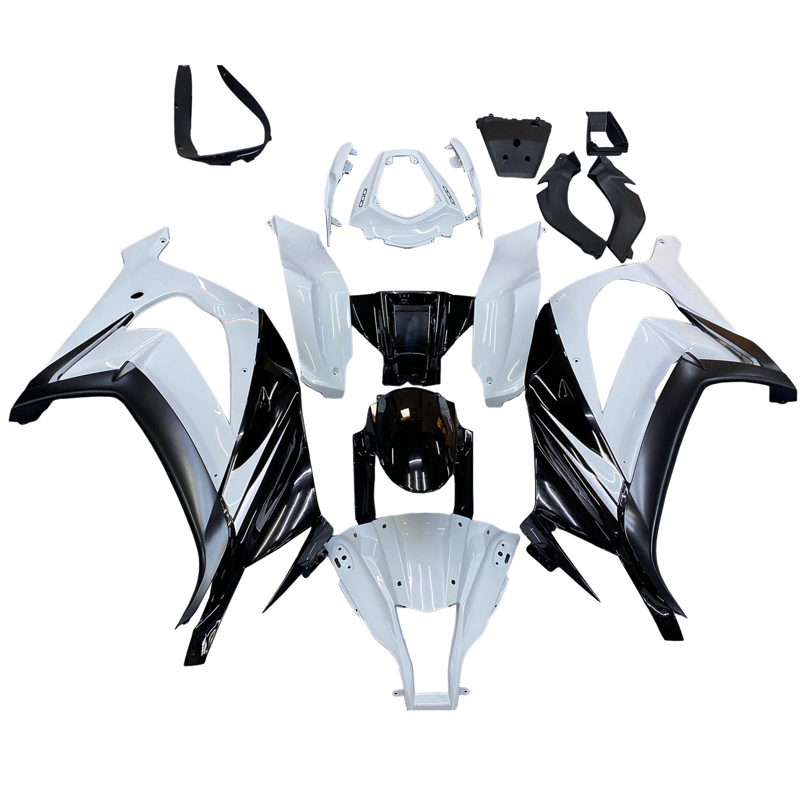 Amotopart 2011-2015 Kawasaki ZX10R Fairing White&Black Kit