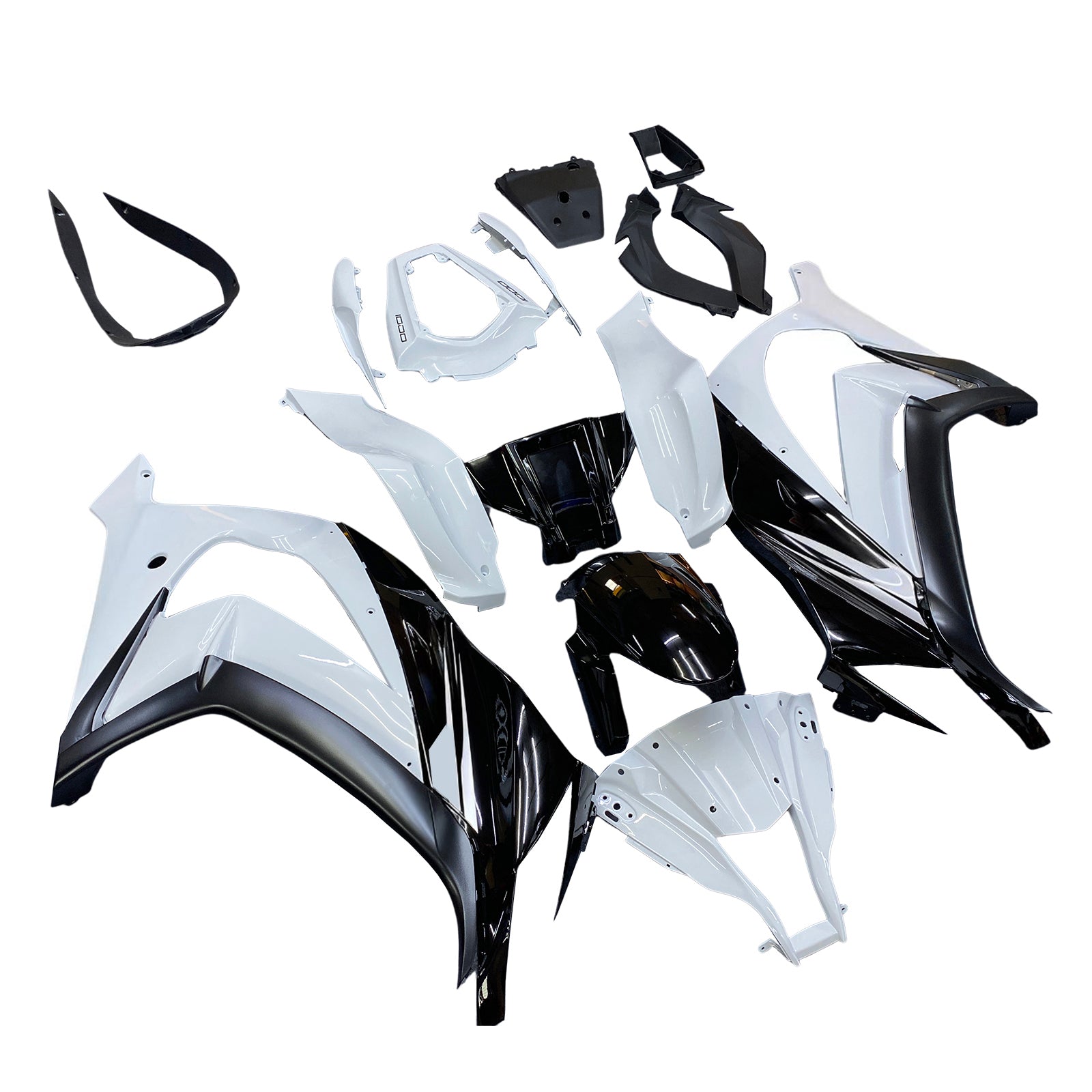 Amotopart 2011-2015 Kawasaki ZX10R Fairing White&Black Kit