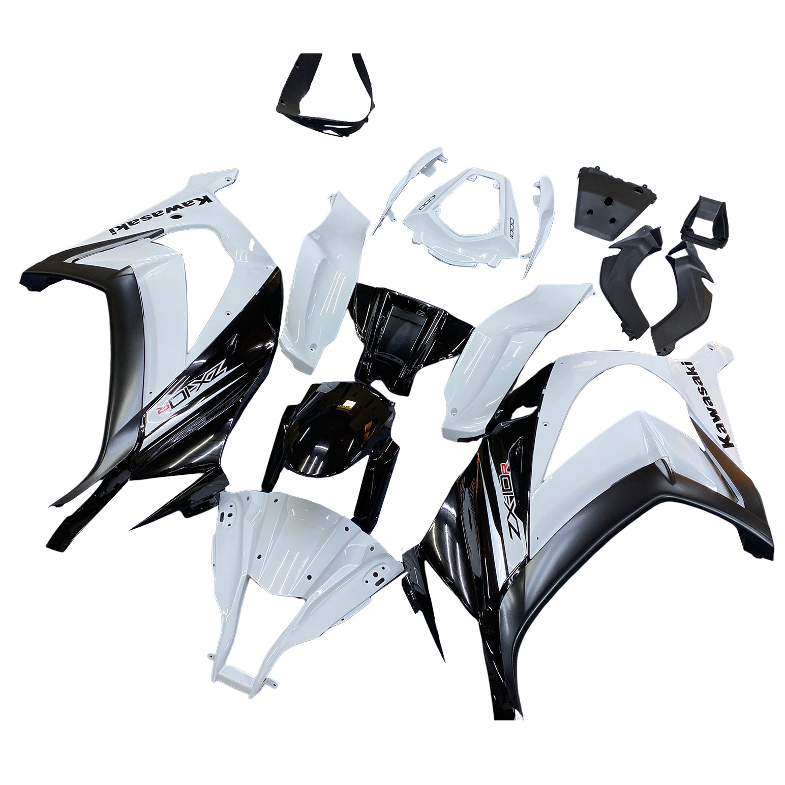 Amotopart 2011-2015 Kawasaki ZX10R Fairing White&Black Kit