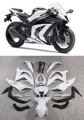 Amotopart 2011-2015 Kawasaki ZX10R Fairing White&Black Kit