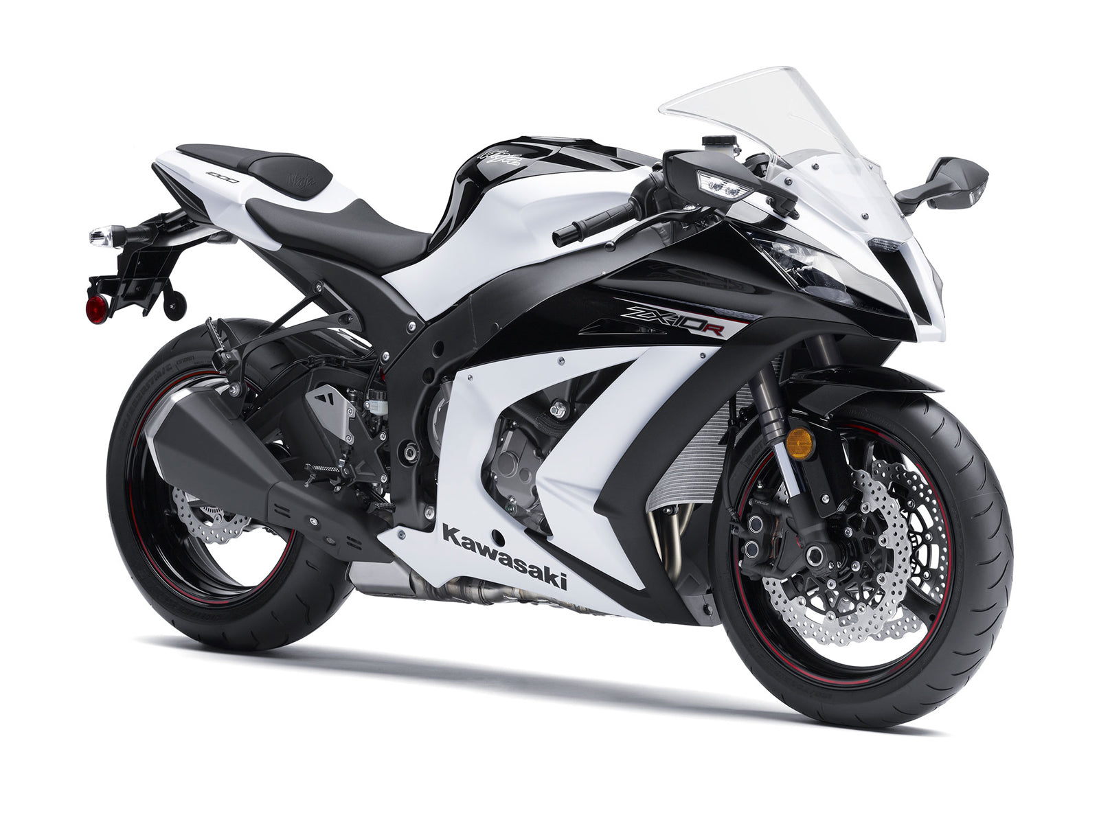 Amotopart 2011–2015 Kawasaki ZX10R Verkleidungsset in Weiß und Schwarz