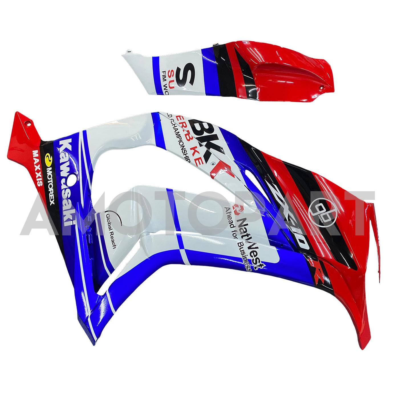 Amotopart 2011-2015 Kawasaki ZX10R Fairing Blue&Red Kit