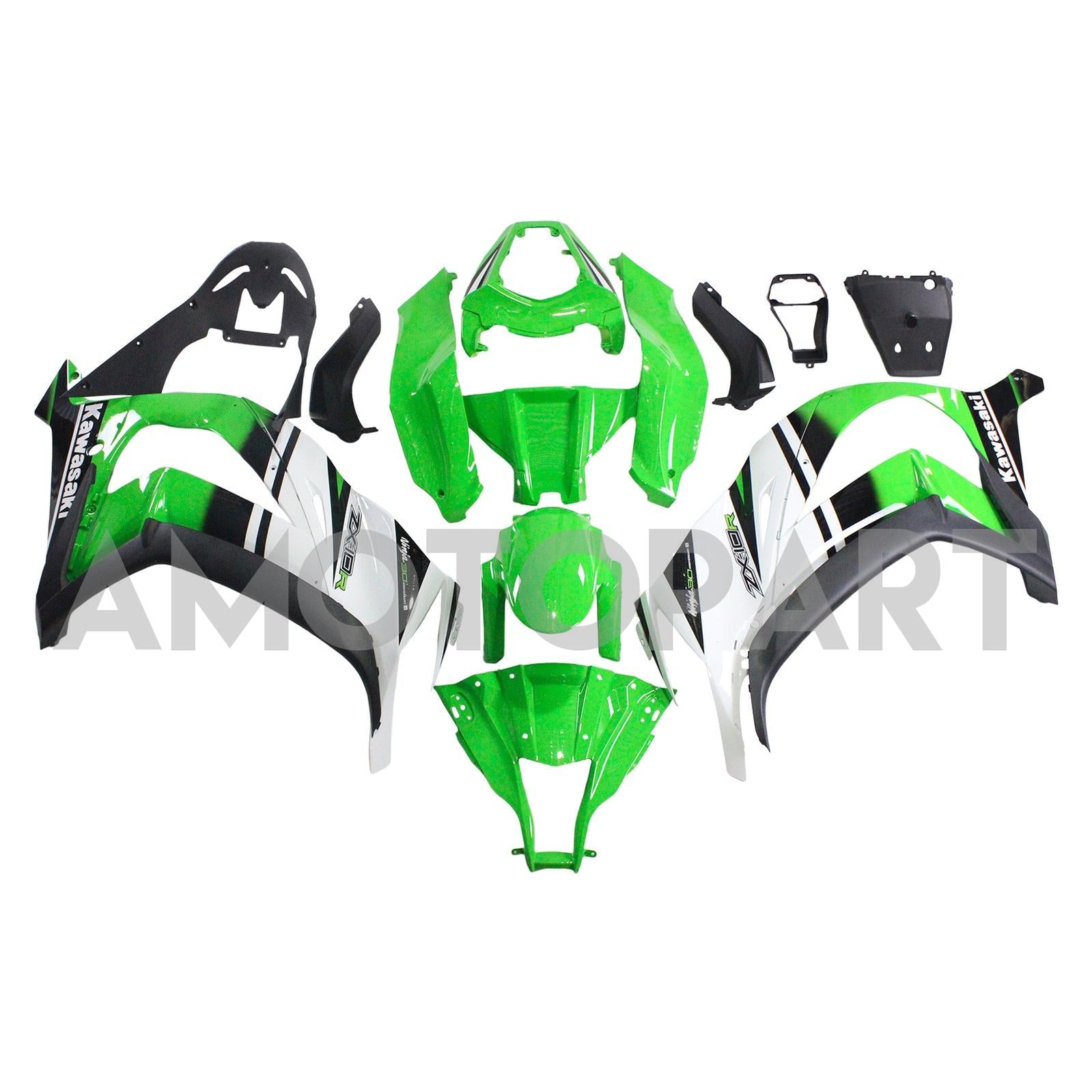 Amotopart Kawasaki ZX10R 2011-2015 Green Black Fairing Kit