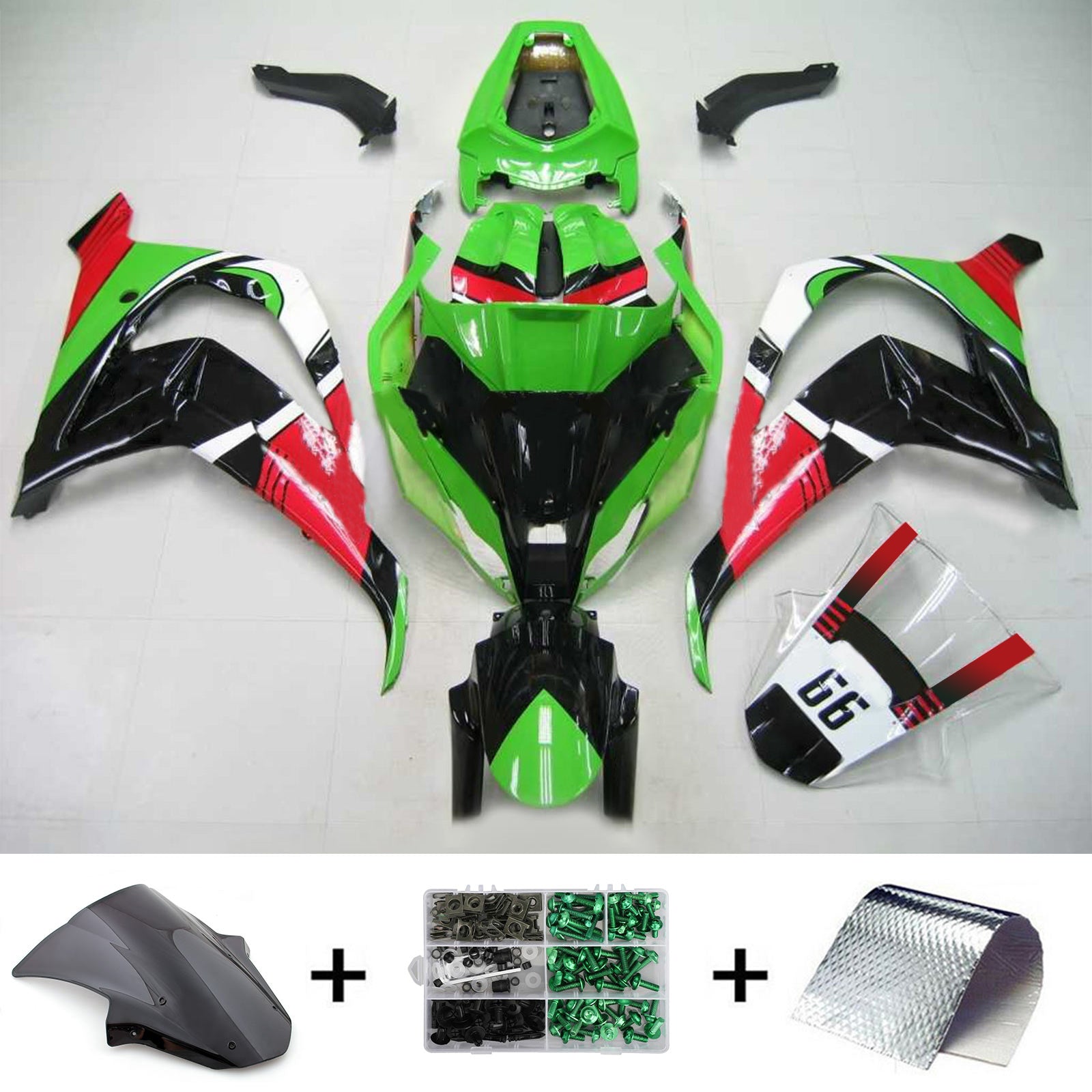 Kit carena verde Amotopart Kawasaki ZX10R 2011-2015
