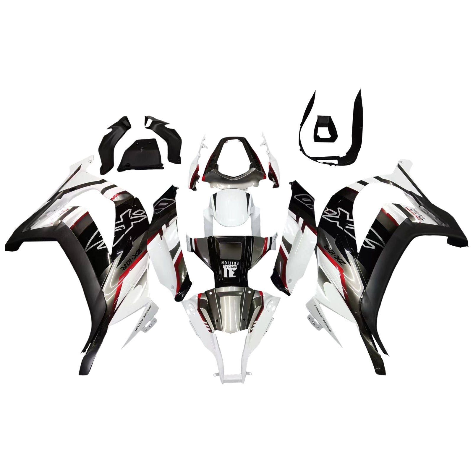 Amotopart Kawasaki ZX10R 2011-2015 White Black Fairing Kit