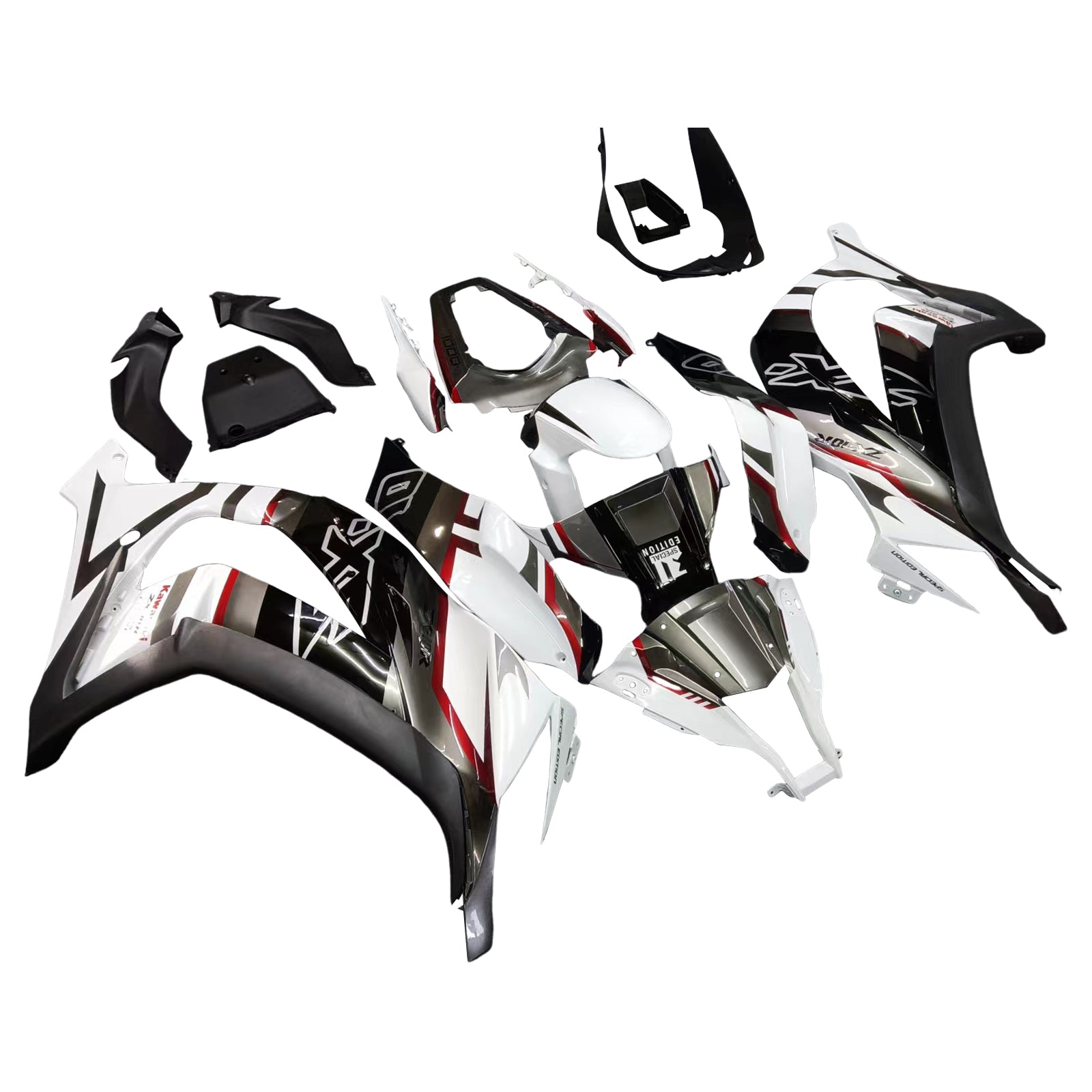 Amotopart Kawasaki ZX10R 2011-2015 White Black Fairing Kit