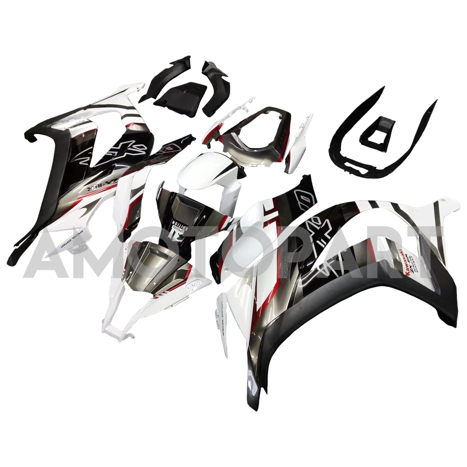Amotopart Kawasaki ZX10R 2011-2015 White Black Fairing Kit