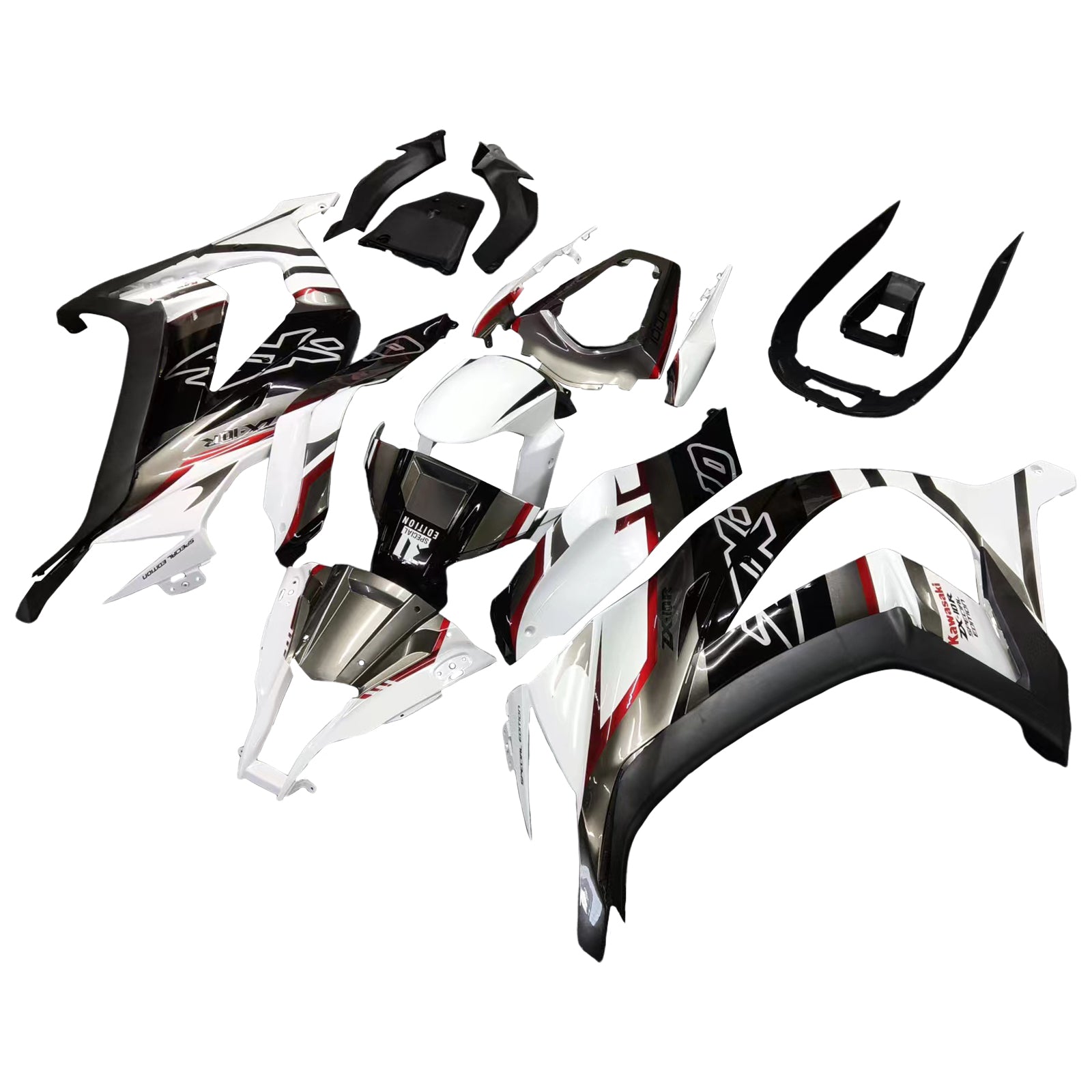 Amotopart Kawasaki ZX10R 2011-2015 White Black Fairing Kit