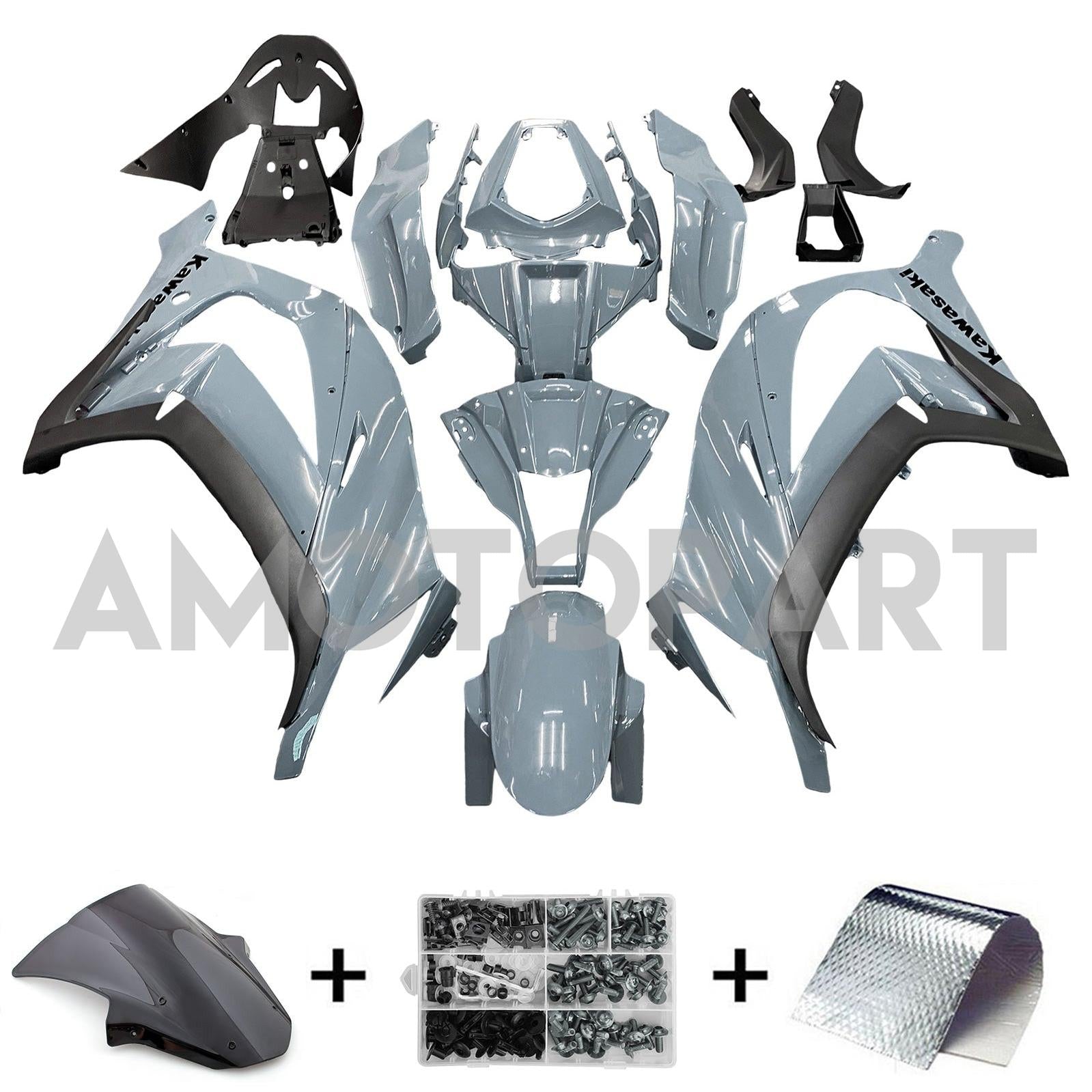 Amotopart Kawasaki ZX10R 2011-2015 Grey Fairing Kit