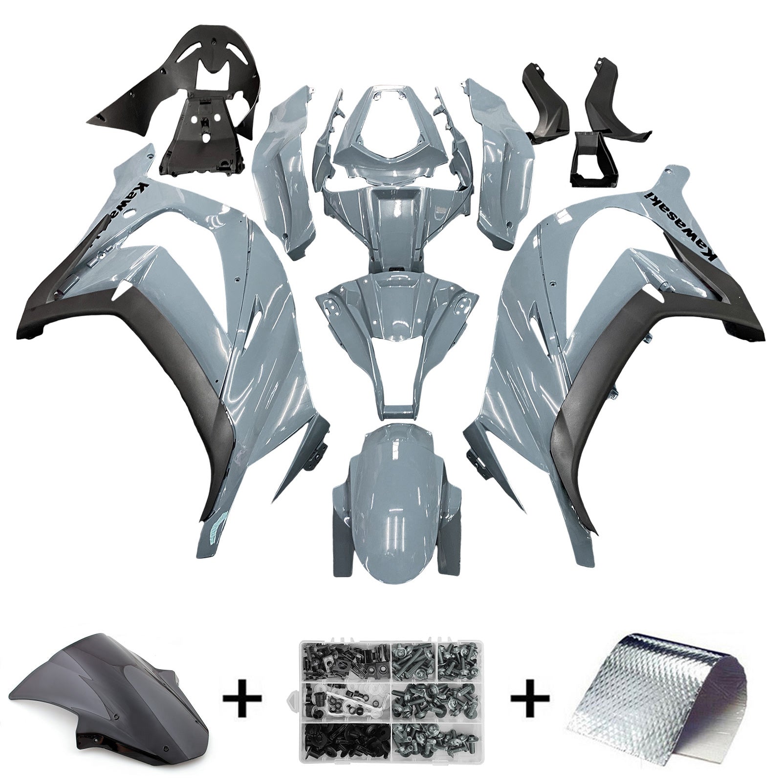 Amotopart Kawasaki ZX10R 2011-2015 Grey Fairing Kit