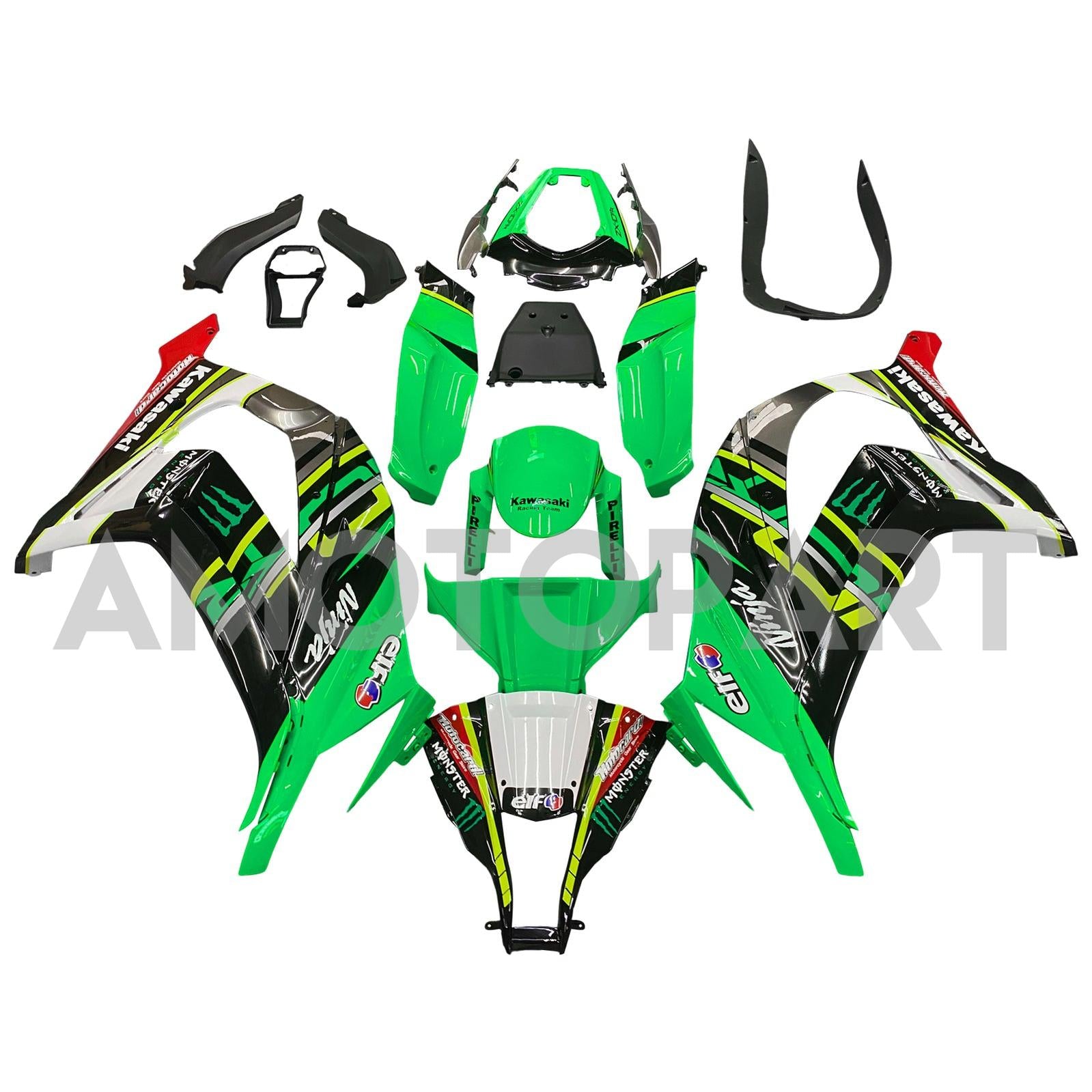 Amotopart Kawasaki ZX10R 2011-2015 ブラック グリーン ホワイト フェアリング キット