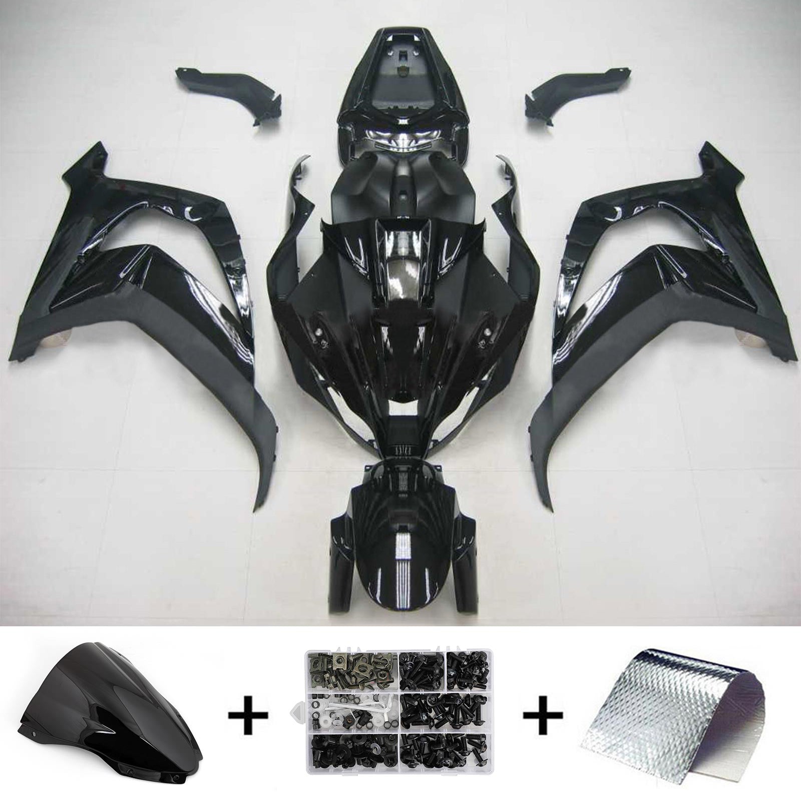 Amotopart 2011-2015 Kawasaki ZX10R kåbe mat&Gtab af sort kit