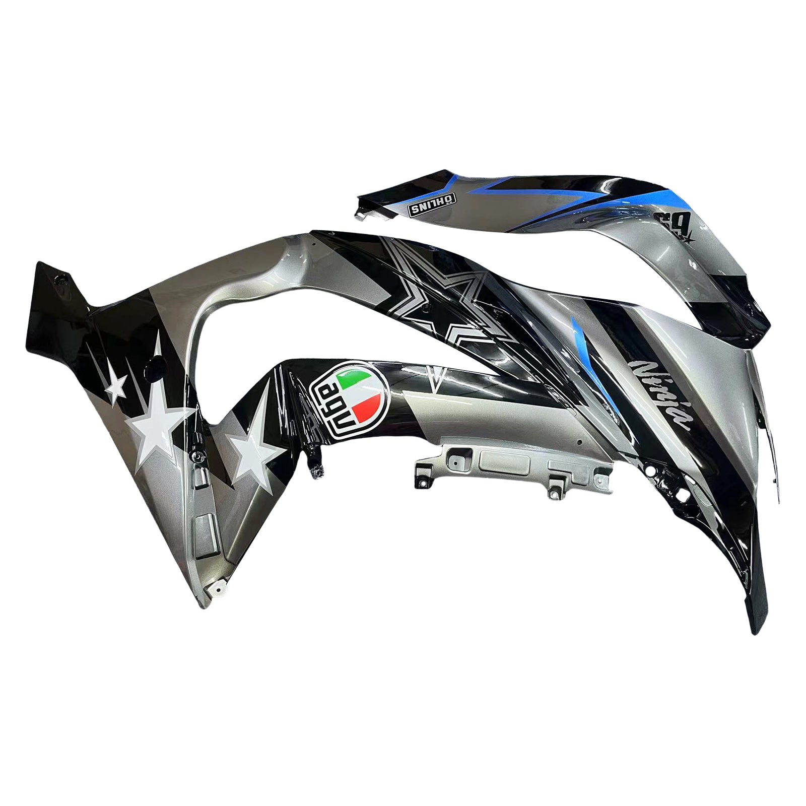 Amotopart 2011-2015 Kawasaki ZX10R Matte Grey&Blue Fairing Kit