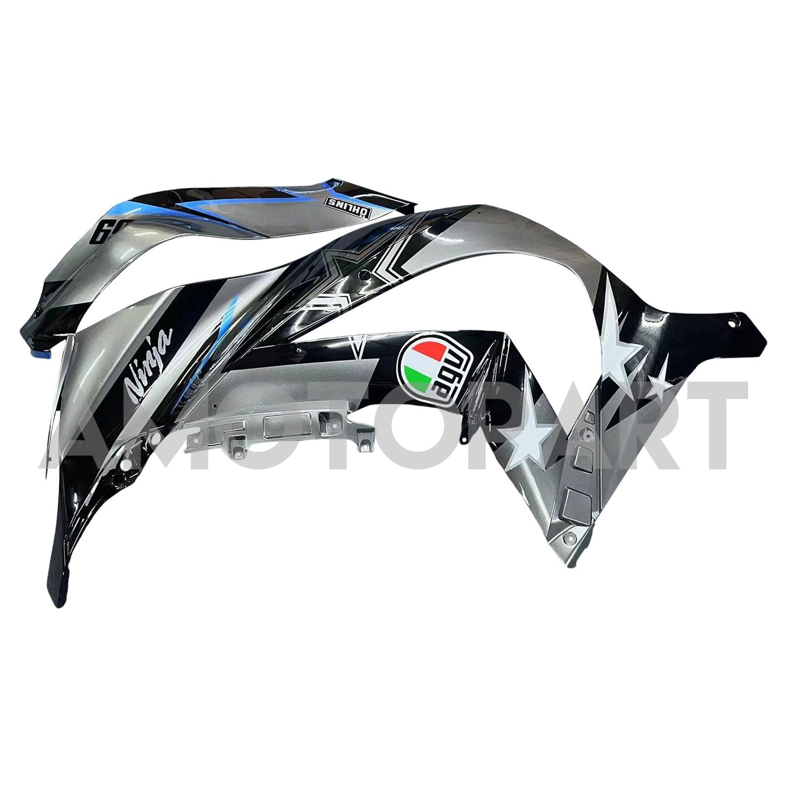 Amotopart 2011–2015 Kawasaki ZX10R Mattgrau&Blaues Verkleidungskit