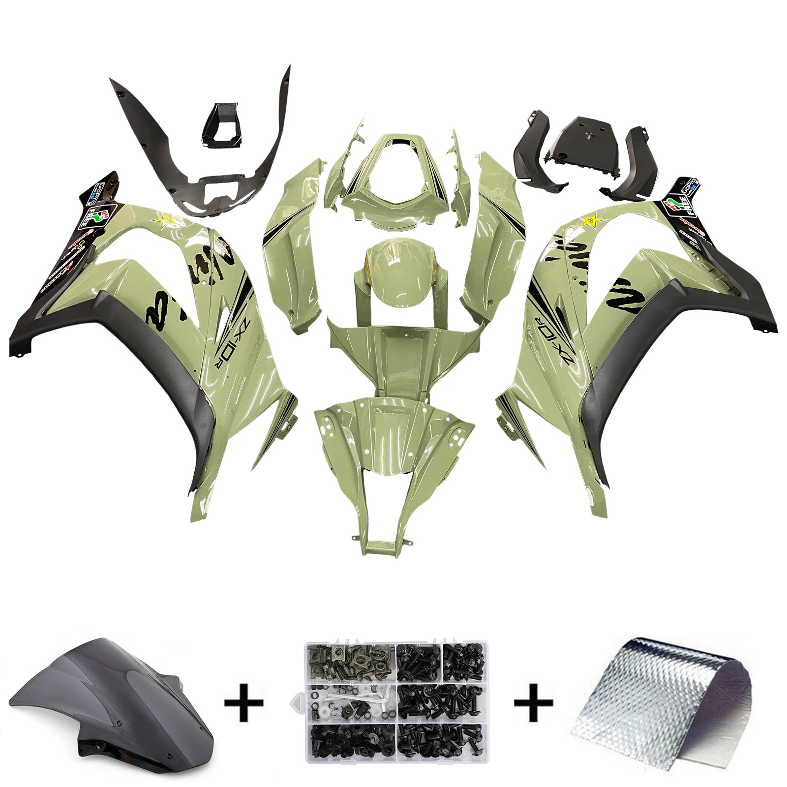 Amotopart 2011-2015 Kawasaki ZX10R  Sage Green Fairing Kit