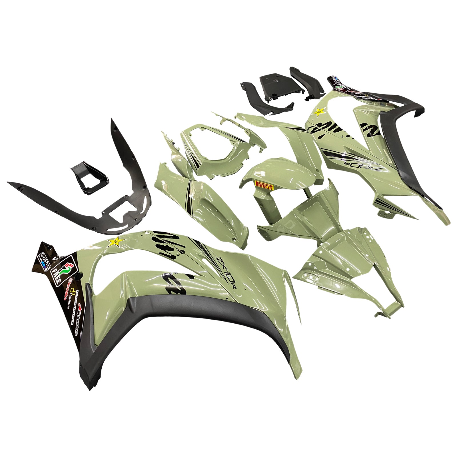 Amotopart 2011-2015 Kawasaki ZX10R Matte Green Fairing Kit