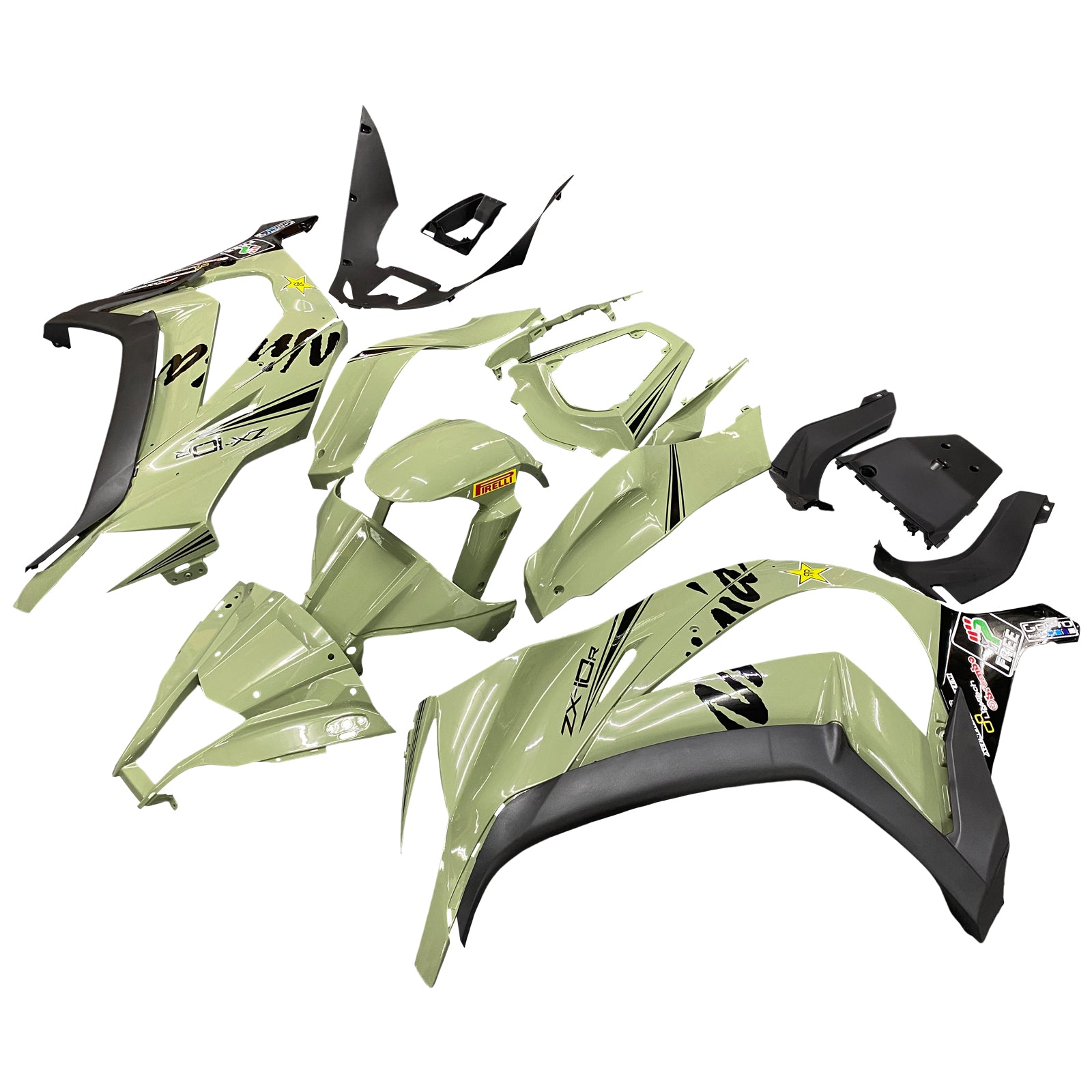 Amotopart 2011-2015 Kawasaki ZX10R Matte Green Fairing Kit