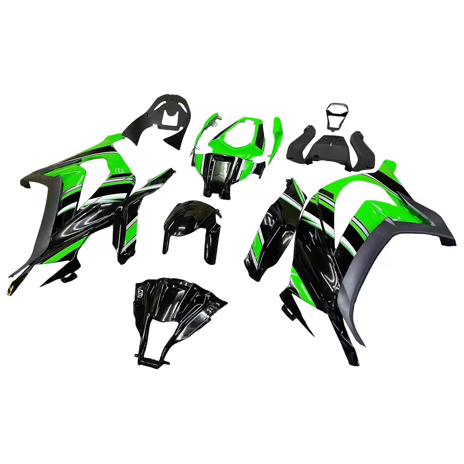 Amotopart 2011-2015 Kawasaki ZX10R Green&Black Style2 Fairing Kit