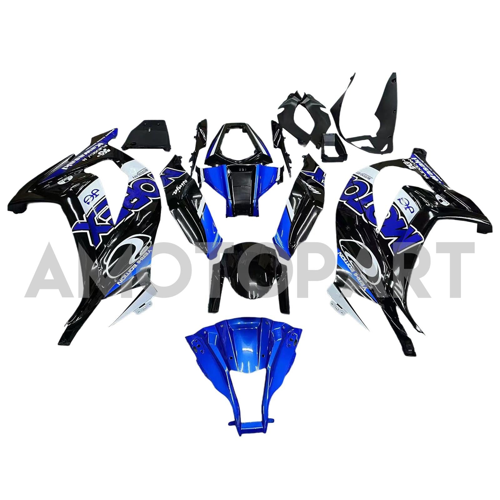 Amotopart Kawasaki ZX10R 2011-2015 Black & Blue Fairing Kit