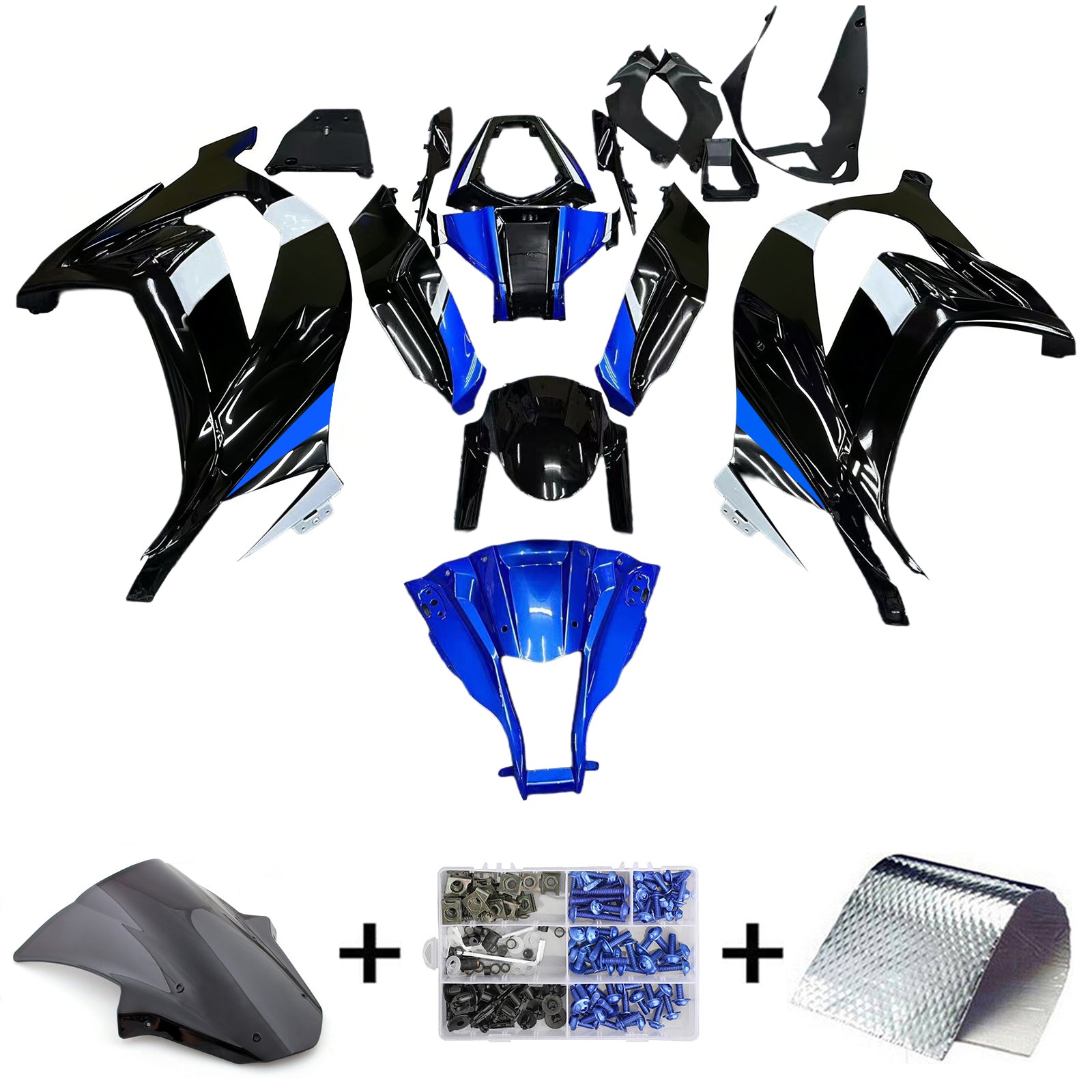 Amotopart Kawasaki ZX10R 2011-2015 Black&Blue Fairing Kit