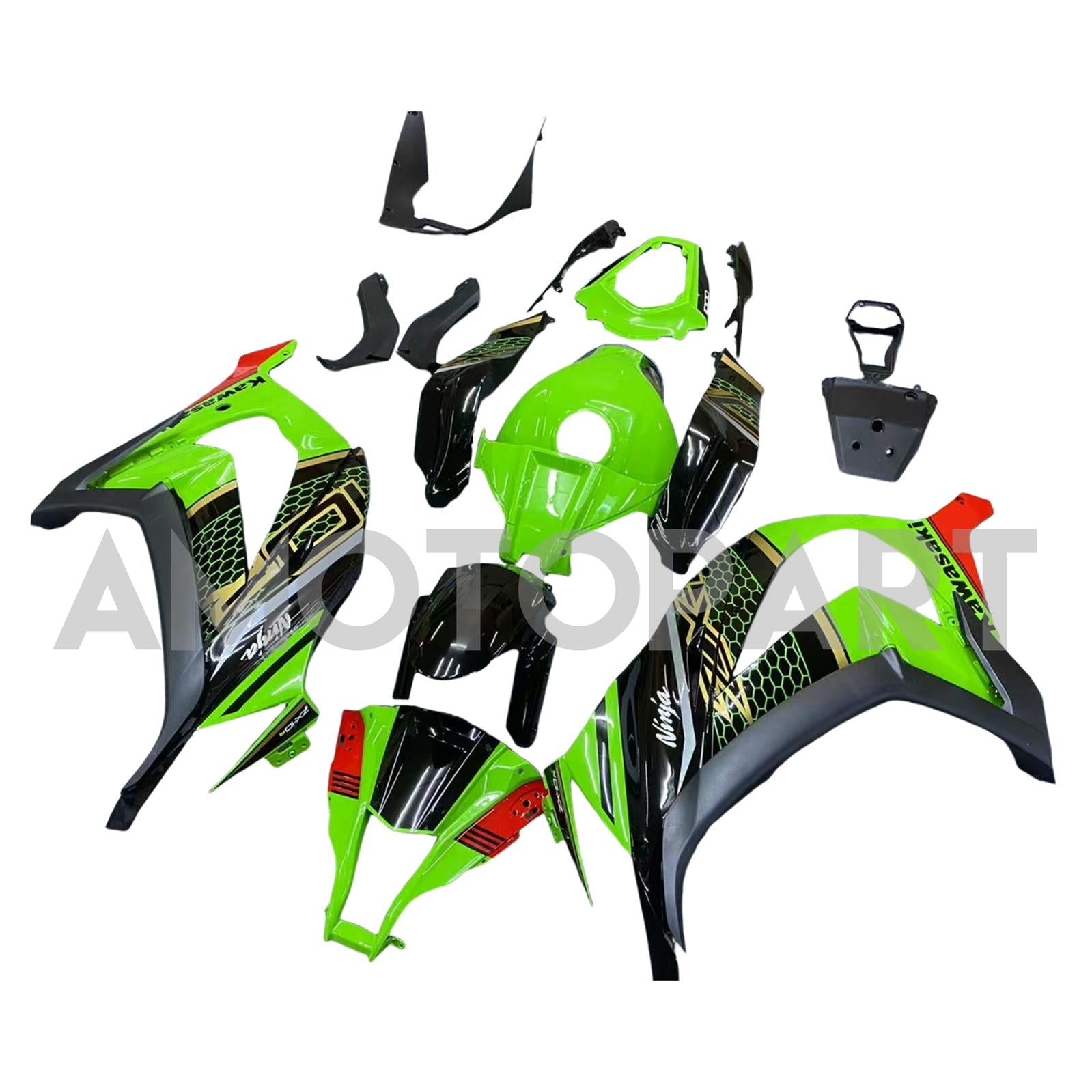 AMOTOPT 2011-2015 KAWASAKI ZX10R GREEN & BLACK STILE1 KIT