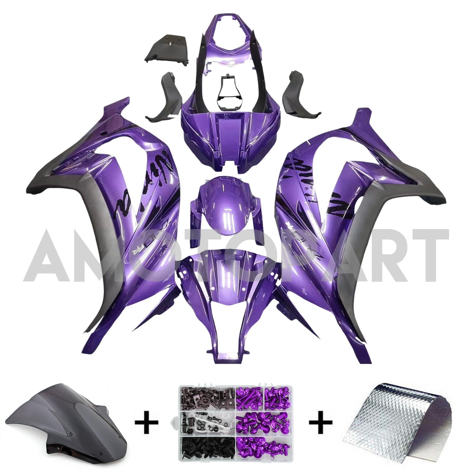 Amotopart 2011-2015 Kawasaki ZX10R Gloss Purple Fairing Kit