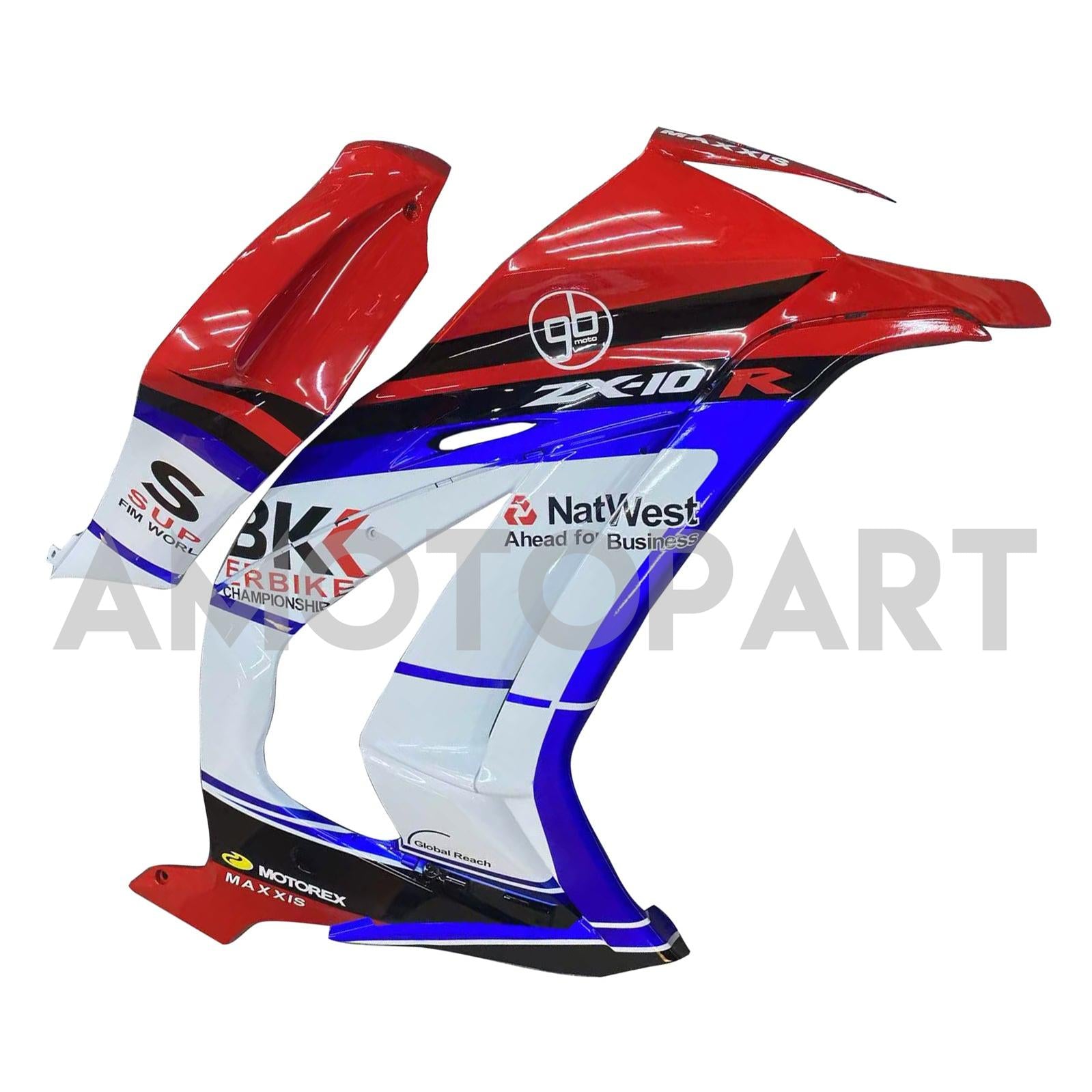 Amotopart 2011-2015 Kawasaki ZX10R レッド&ブルー フェアリングキット