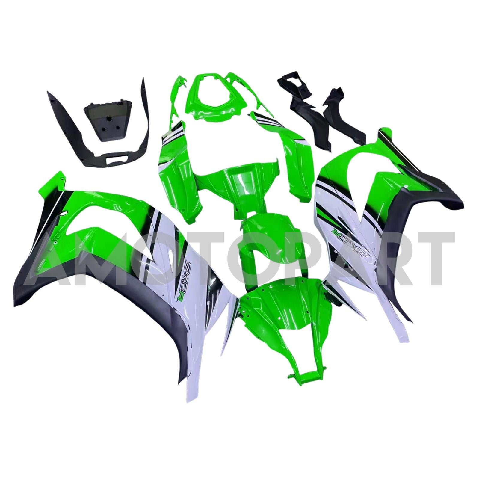 Amotopart 2011-2015 Kawasaki ZX10R Green&White Fairing Kit