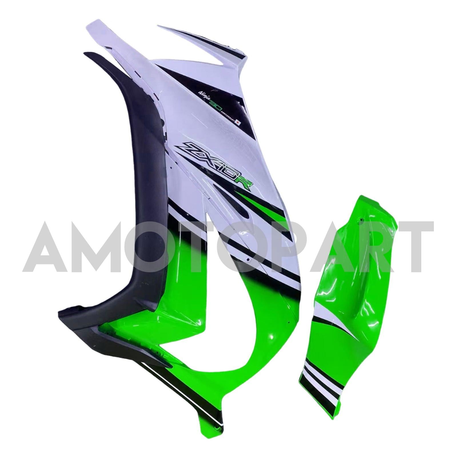 Amotopart 2011-2015 Kawasaki ZX10R Green&White Fairing Kit