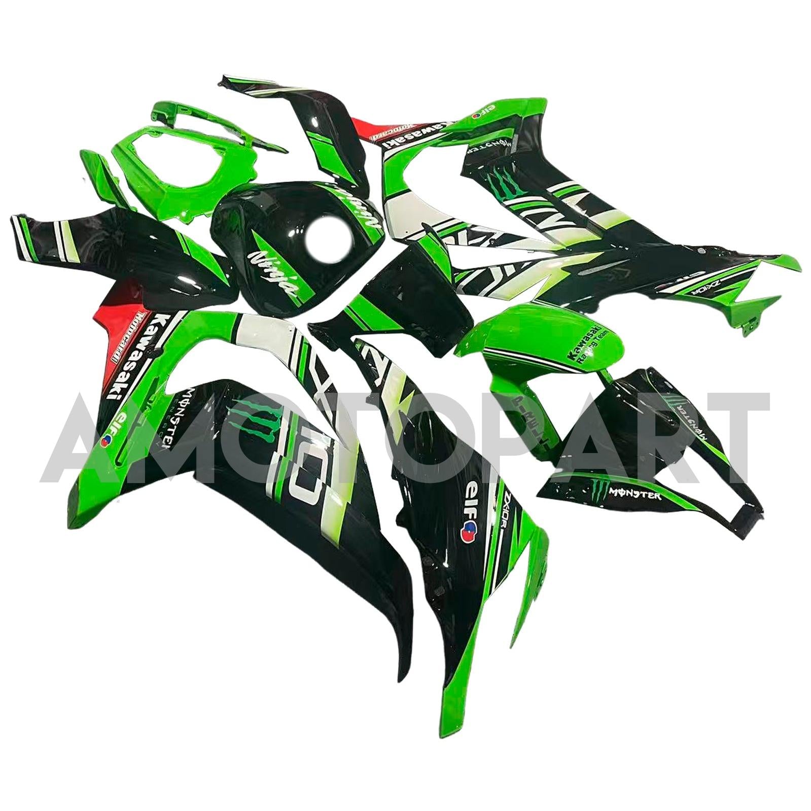 Amotopart 2011-2015 Kawasaki ZX10R グリーン & ブラック スタイル 5 フェアリングキット