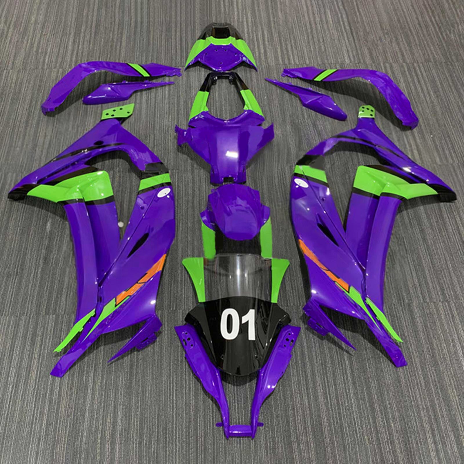 Amotopart 2011-2015 Kawasaki ZX10R Purple & Green Fairing Kit