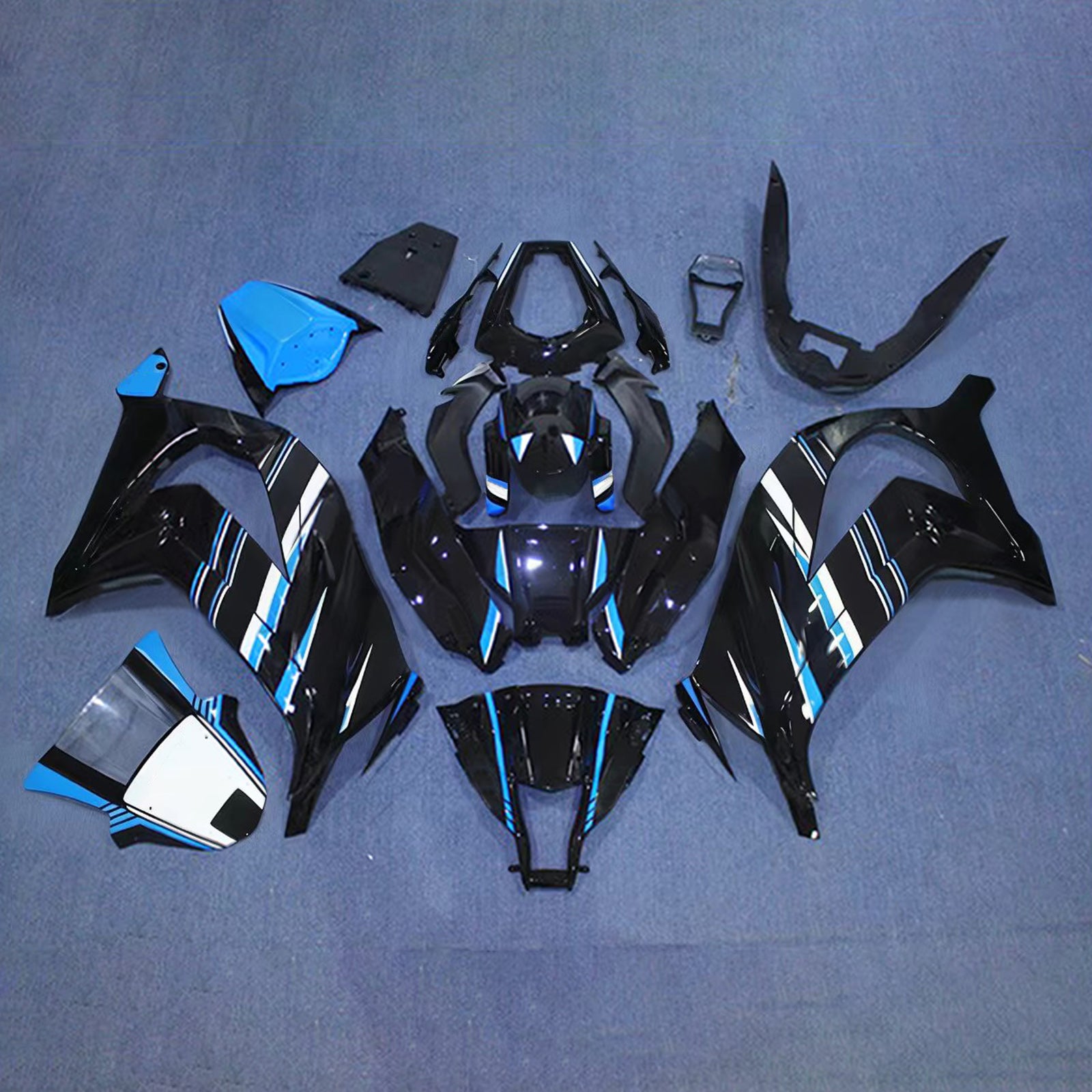 Amotopart 2011-2015 Kawasaki ZX10R Black Blue White Fairing Kit