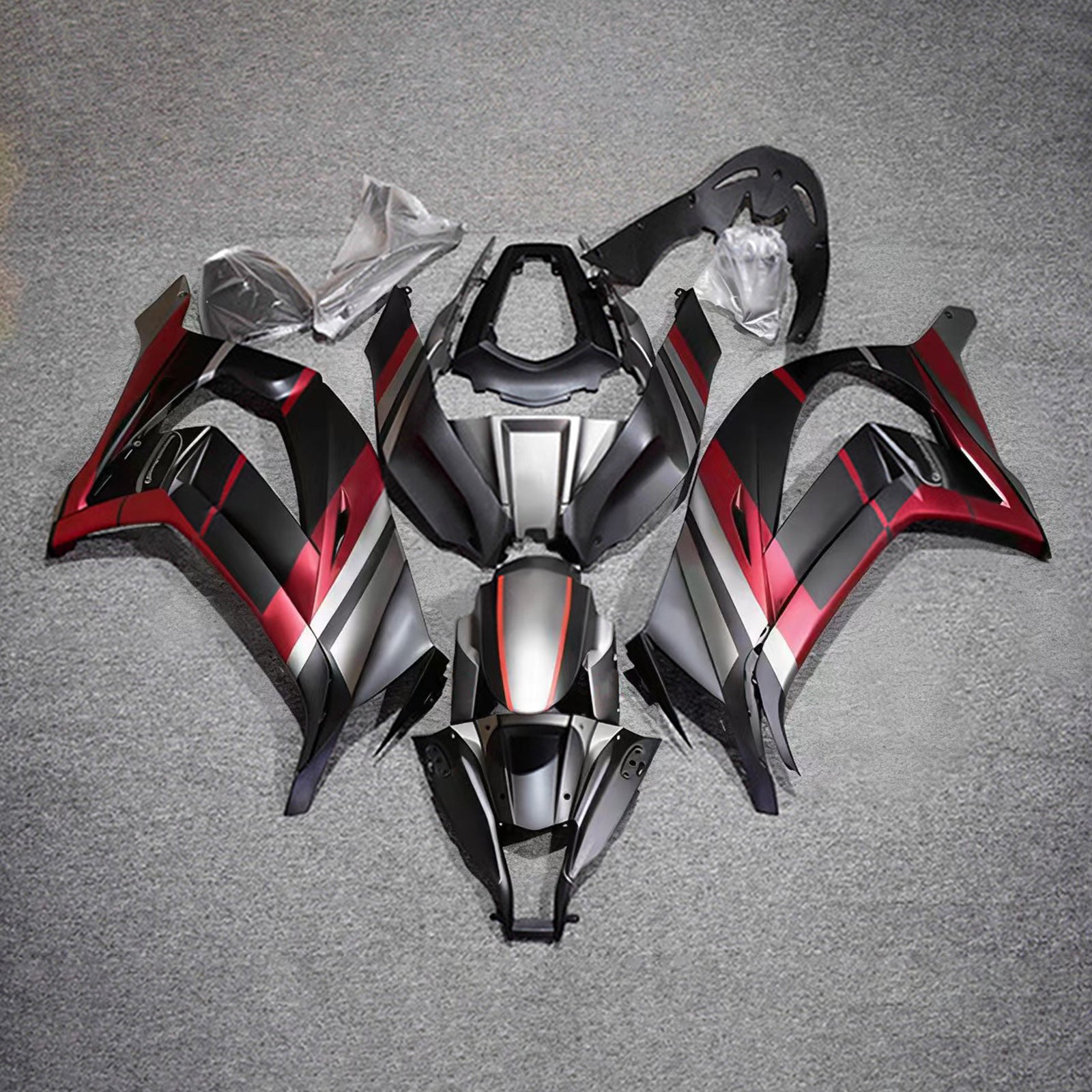 Amotopart 2011-2015 Kawasaki ZX10R Black Red Fairing Kit