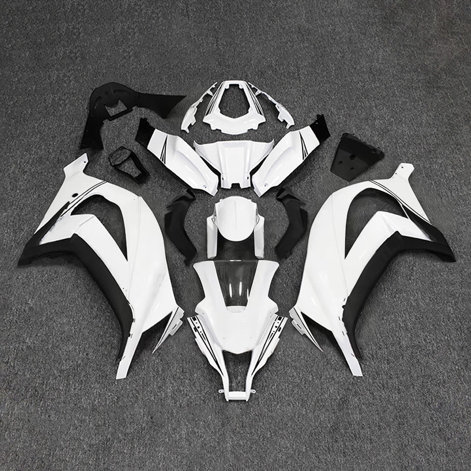 Amotopart 2011-2015 Kawasaki ZX10R White Black Fairing Kit