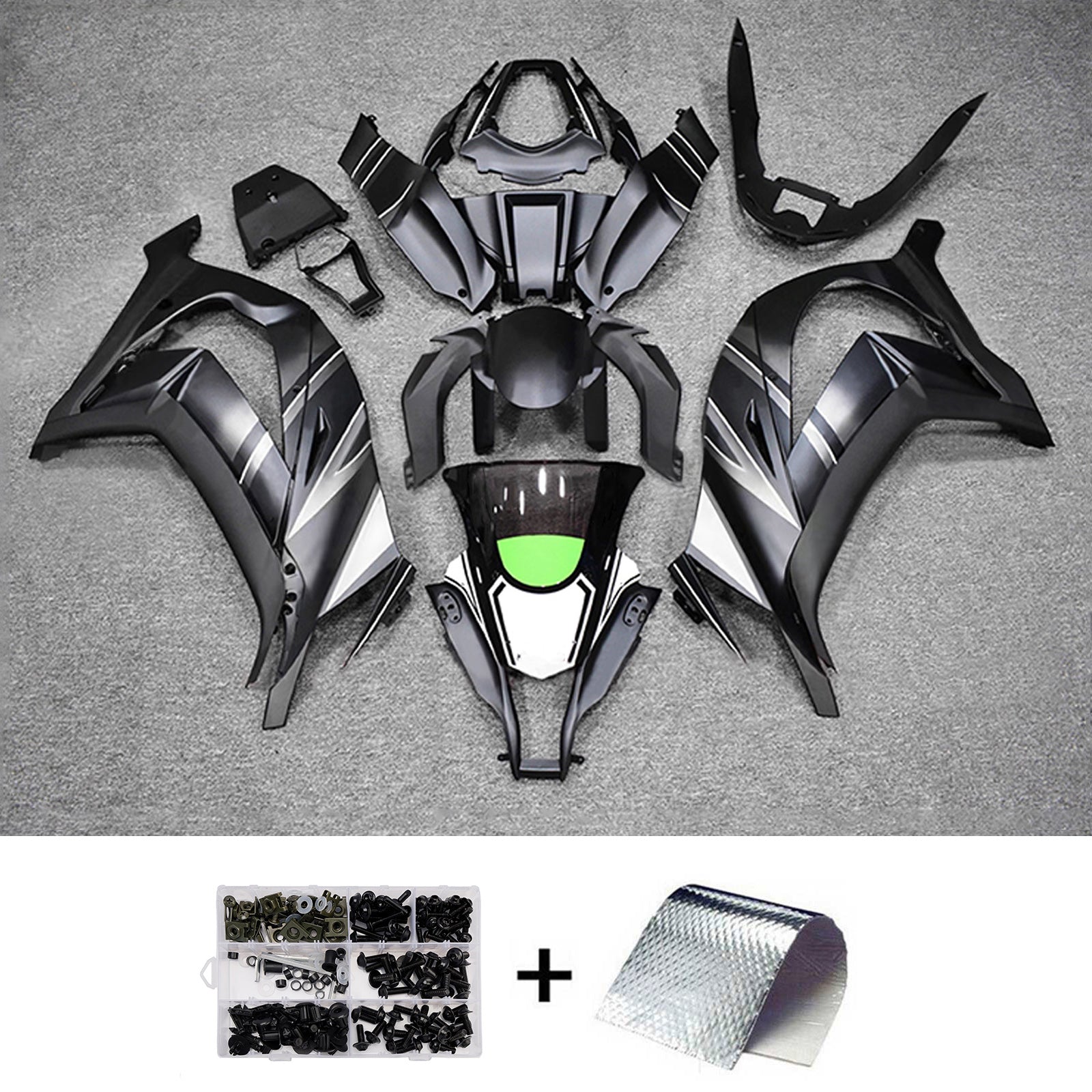 Amotopart 2011-2015 Kawasaki ZX10R Black White Fairing Kit