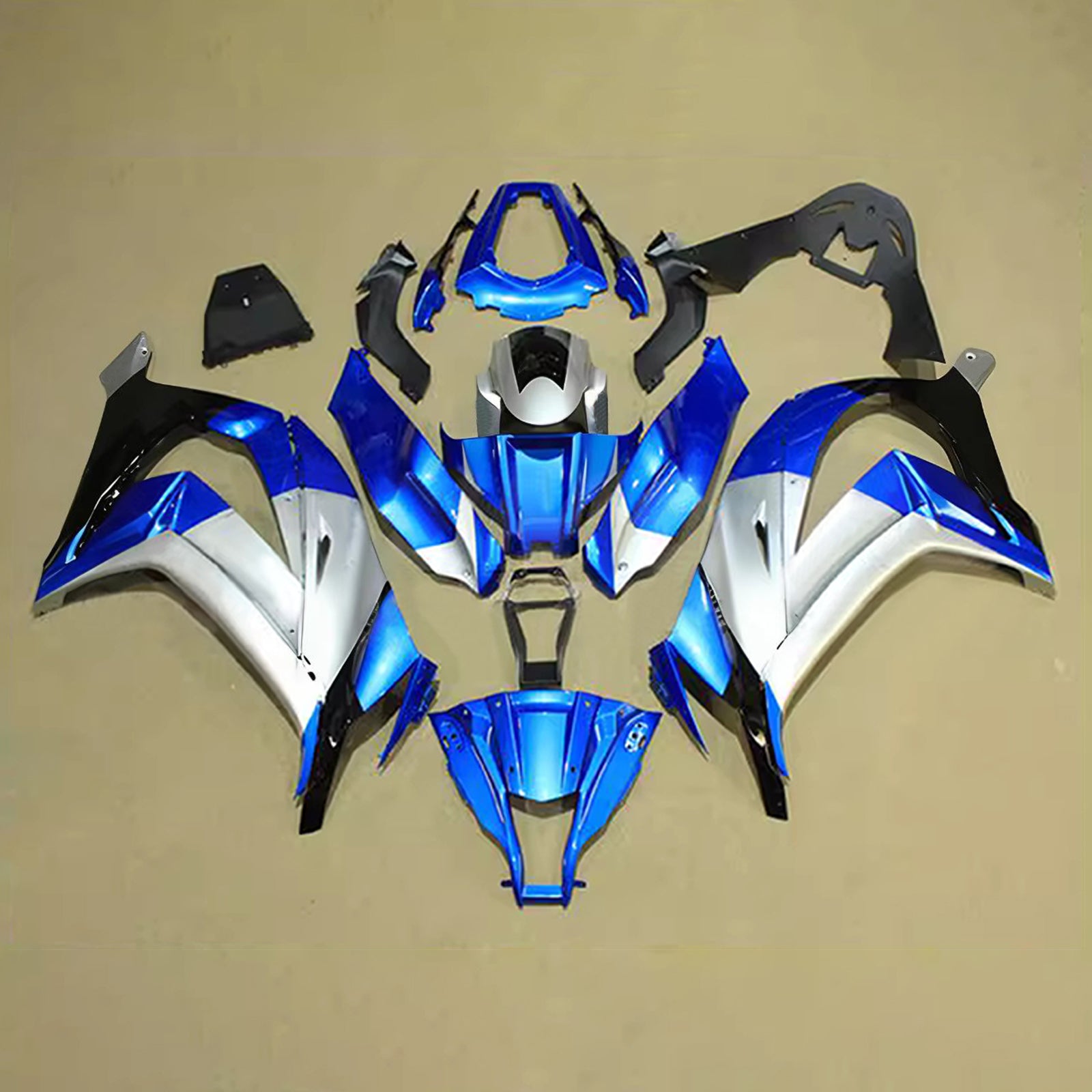 Amotopart 2011-2015 Kawasaki ZX10R Blue Silver Black Fairing Kit