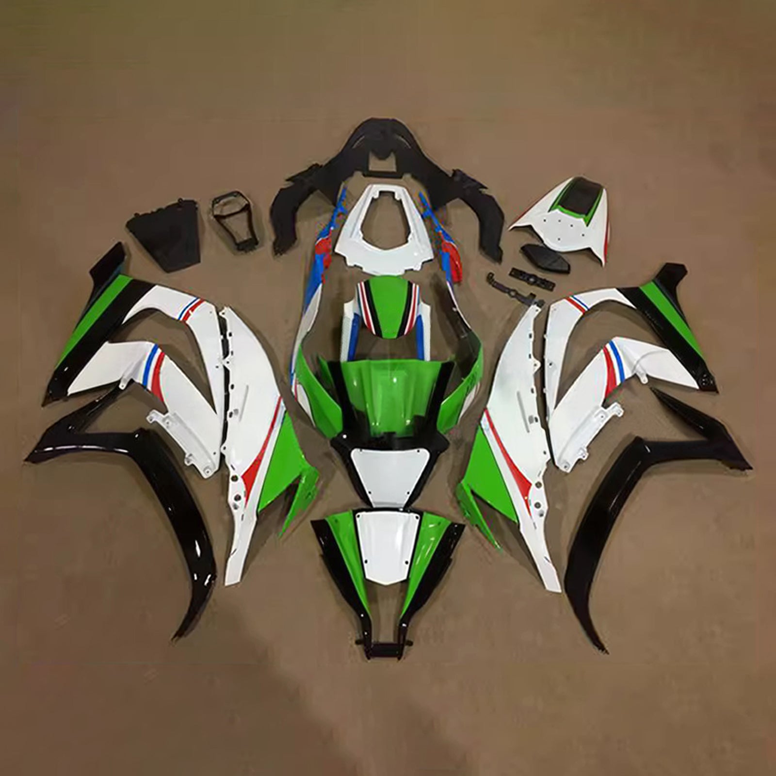 Amotopart 2011-2015 Kawasaki ZX10R Green Black White Blue Fairing Kit