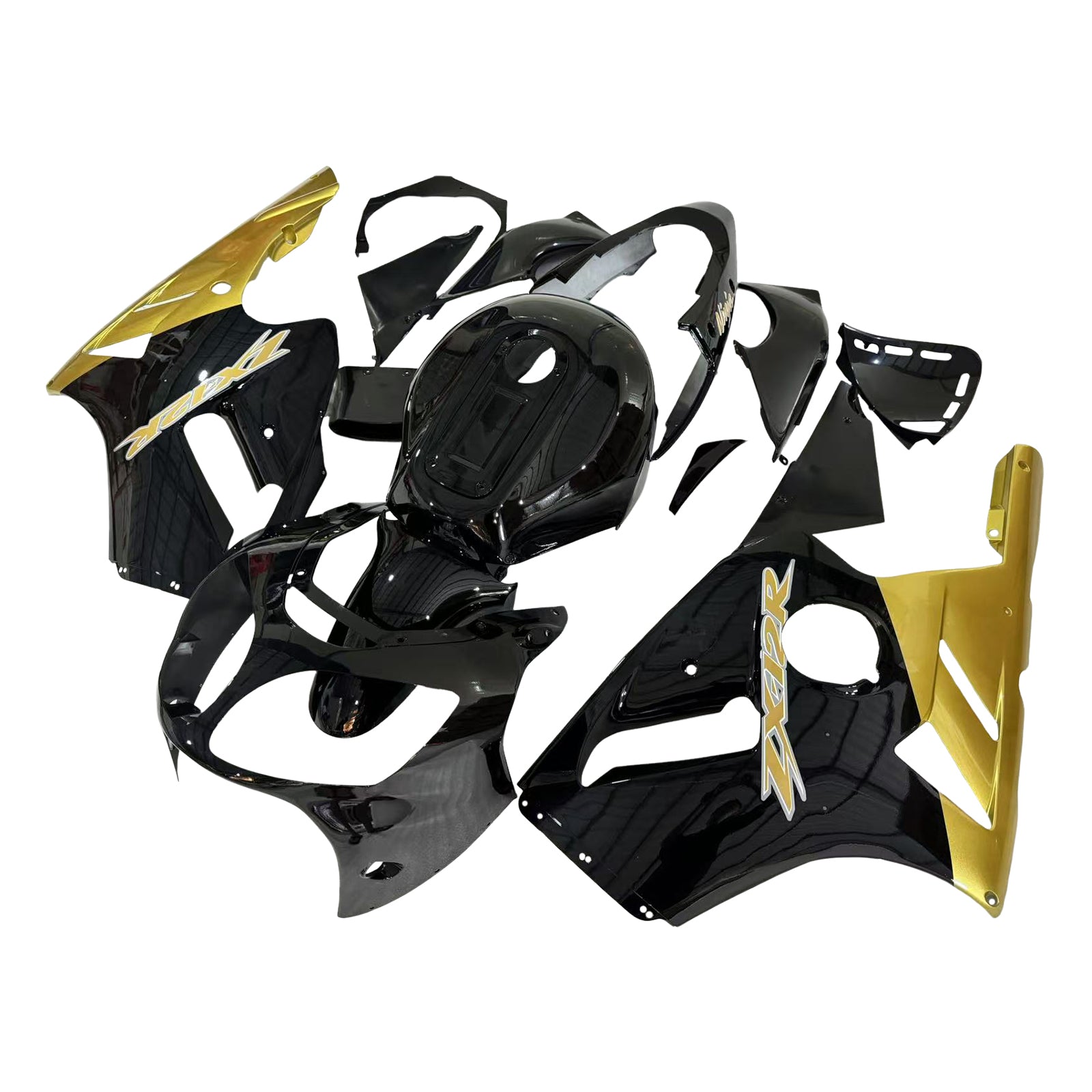 Amotopart 2000-2001 Kawasaki ZX12R Fairing Black & Gold Kit