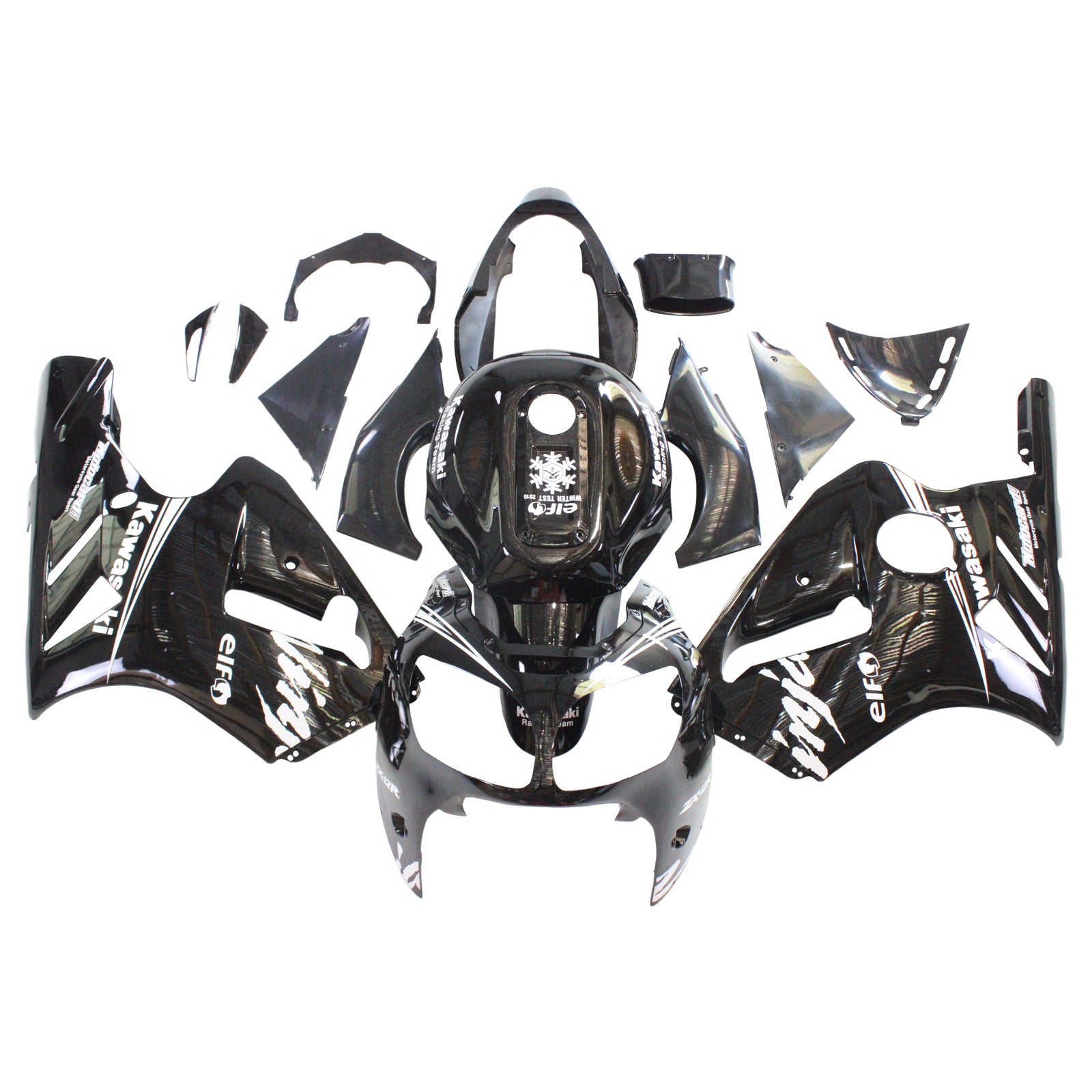 Amotopart Kawasaki 2000-2001 ZX12R Black With White Logo Fairing Kit