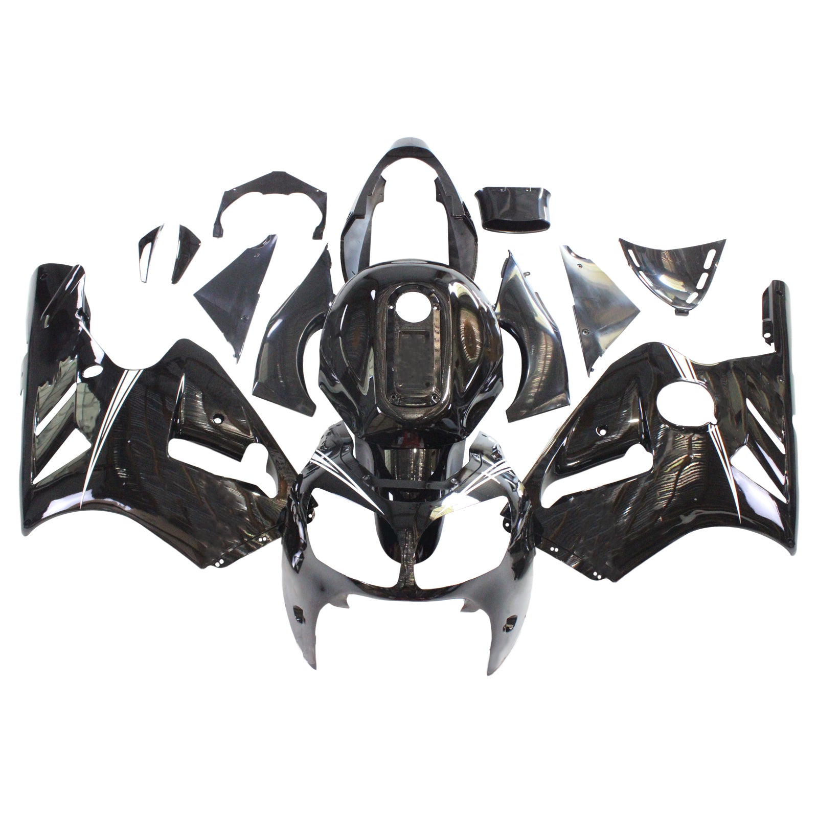Amotopart Kawasaki 2000-2001 ZX12R ブラック ホワイトロゴ付き