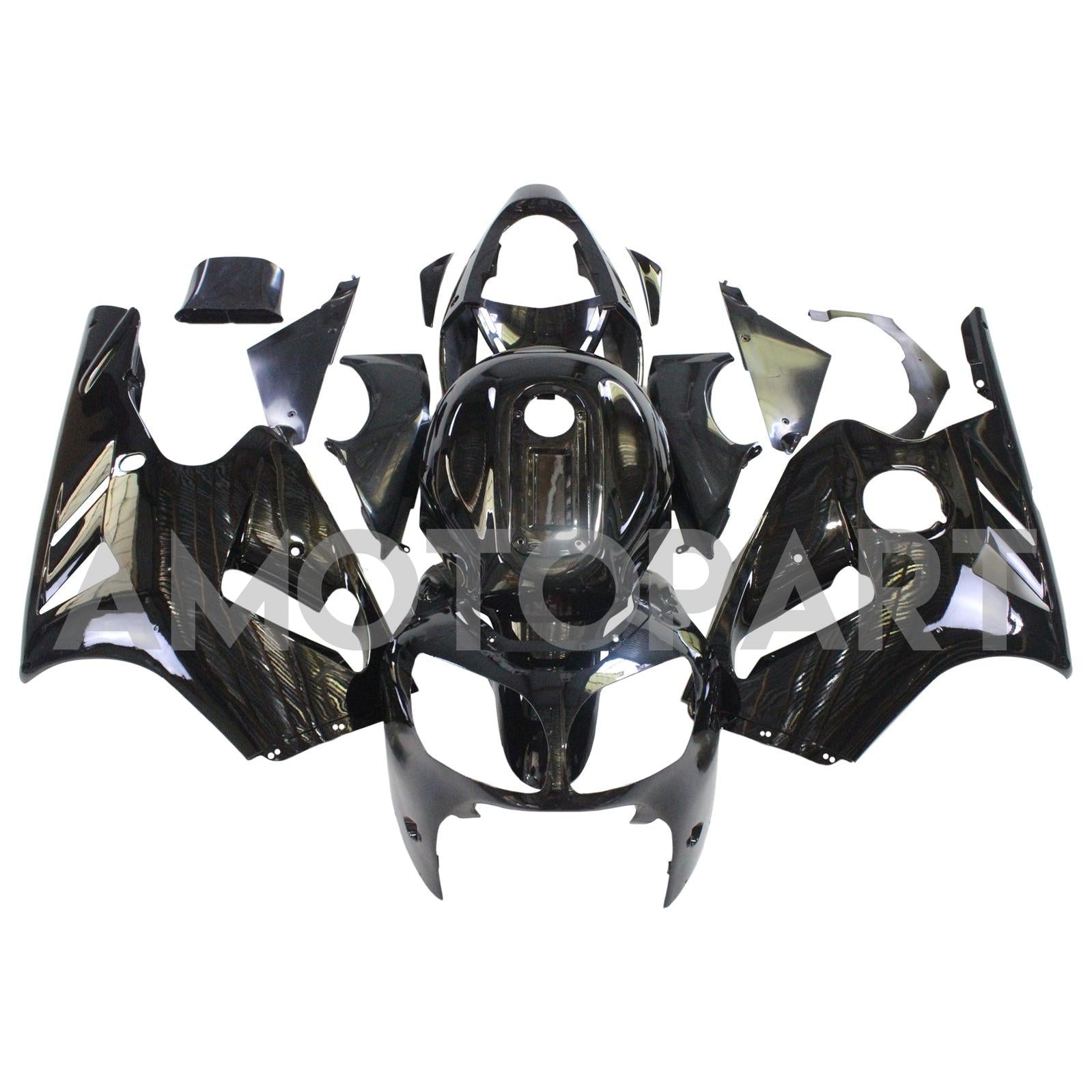 Amotopart Kawasaki 2000-2001 ZX12R Bright Black Fairing Kit